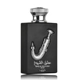 Ishq Al Shuyukh Silver 100ml Eau de Parfum by Lattafa Pride fragrance packaging front view