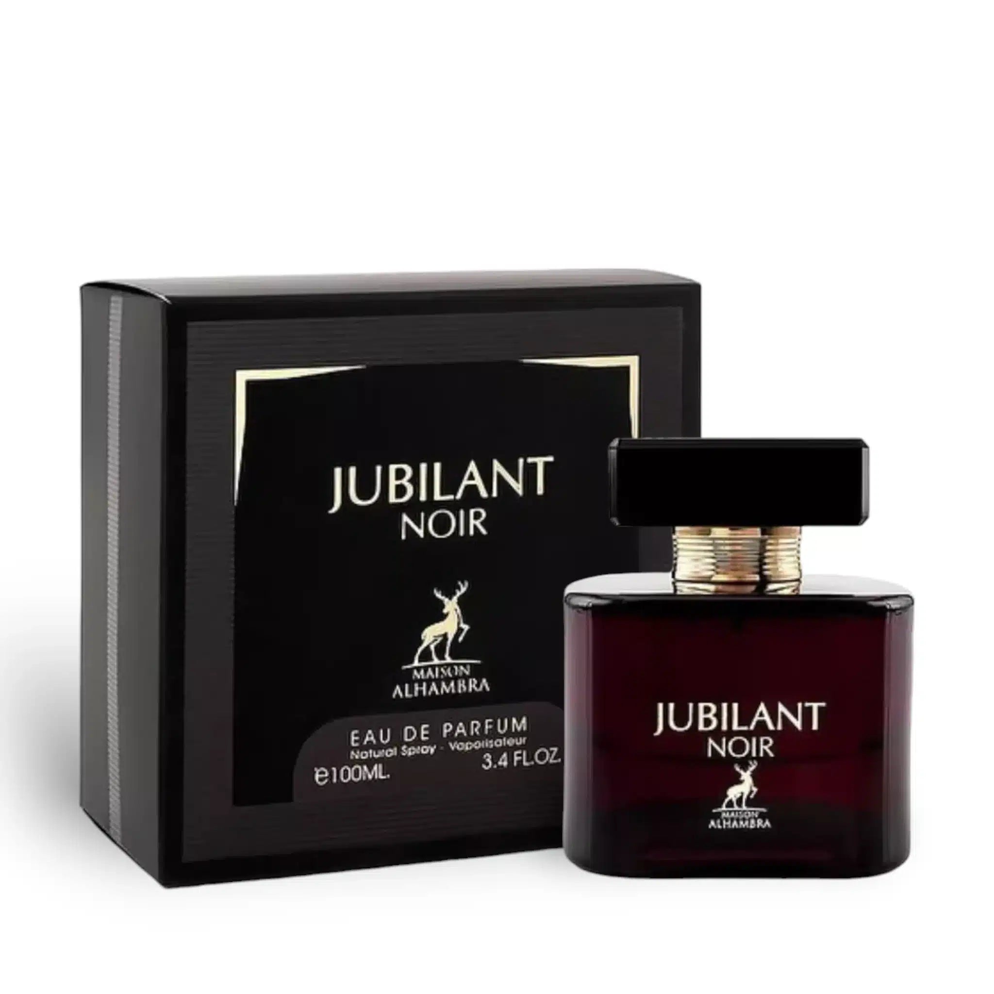 Jubilant Noir 100ml Eau de Parfum by Maison Alhambra bottle and box