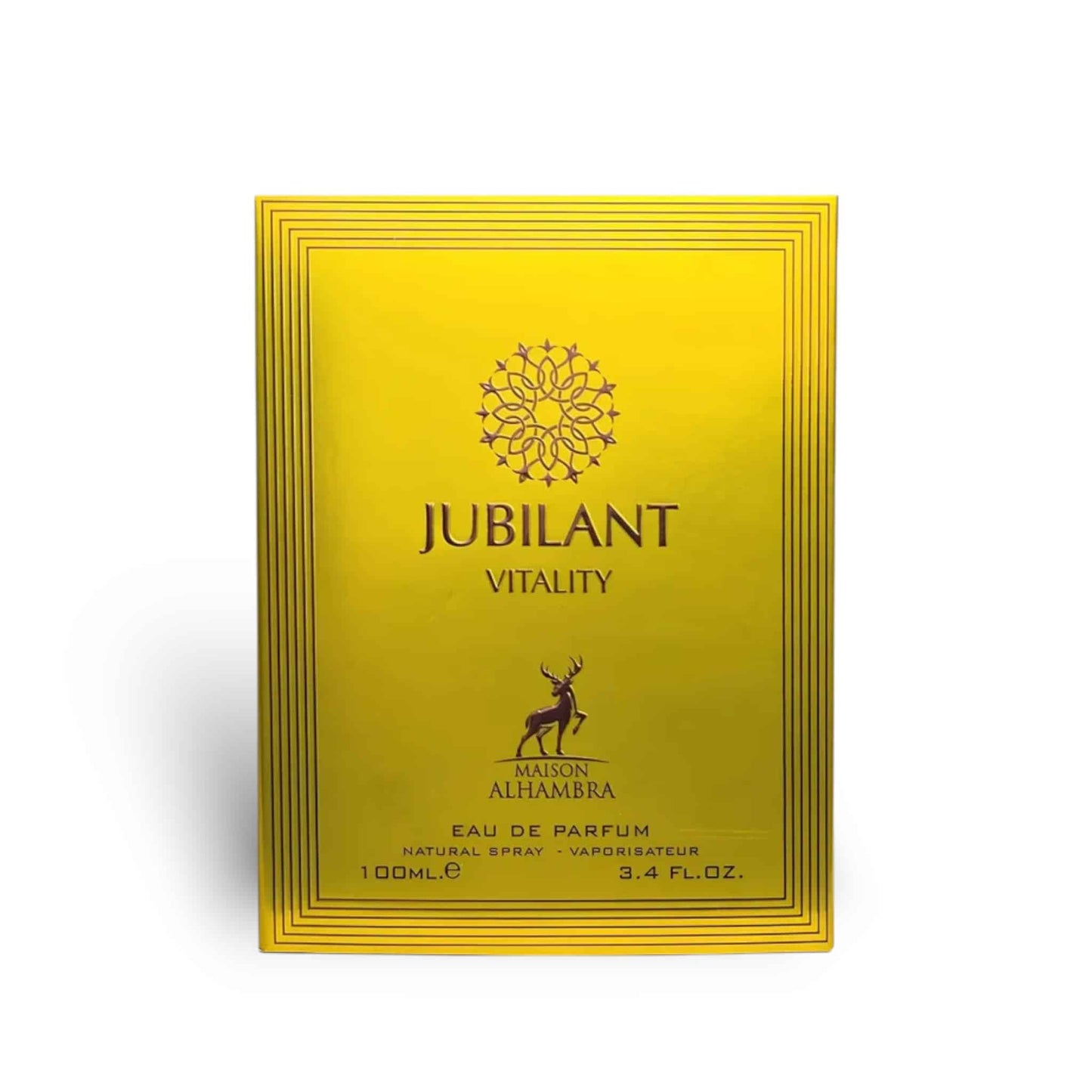 Jubilant Vitality 100ml Eau de Parfum by Maison Alhambra perfume bottle close up