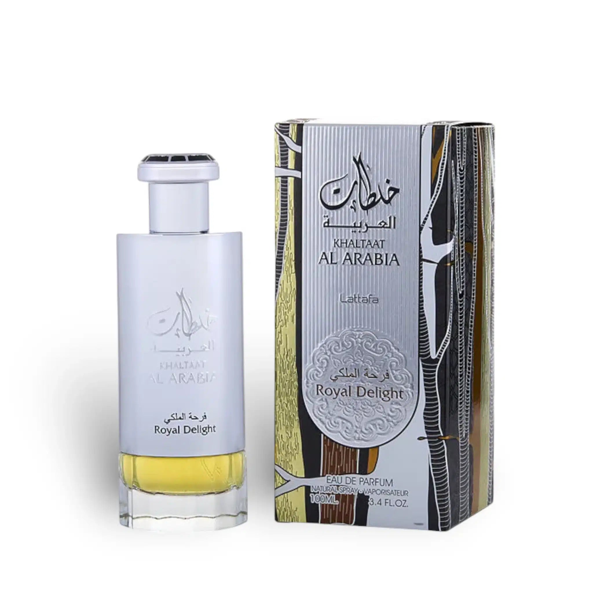 Khaltaat Al Arabia Royal Delight 100ml Eau de Parfum by Lattafa bottle and box