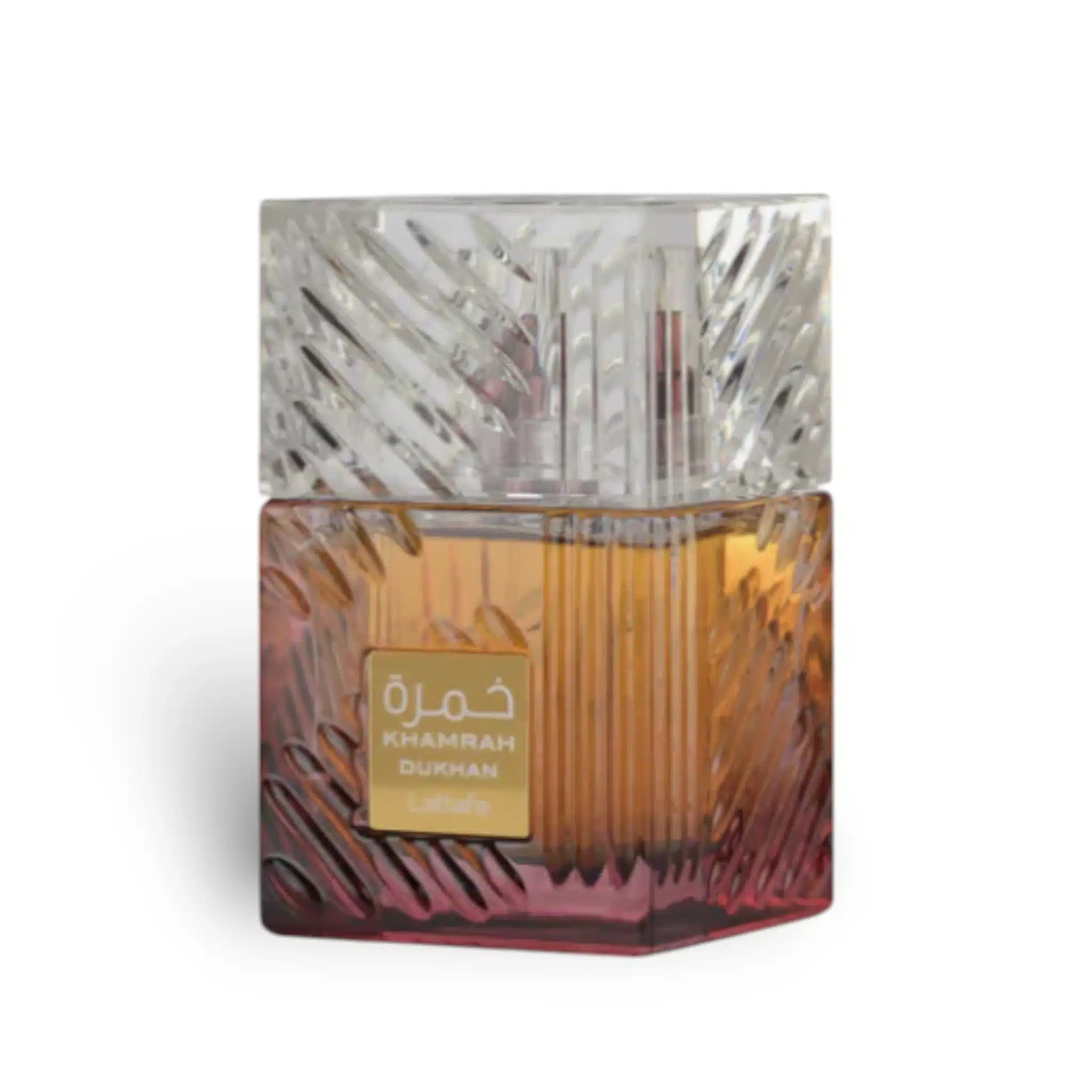 Khamrah Dukhan 100ml Eau de Parfum by Lattafa fragrance packaging front view