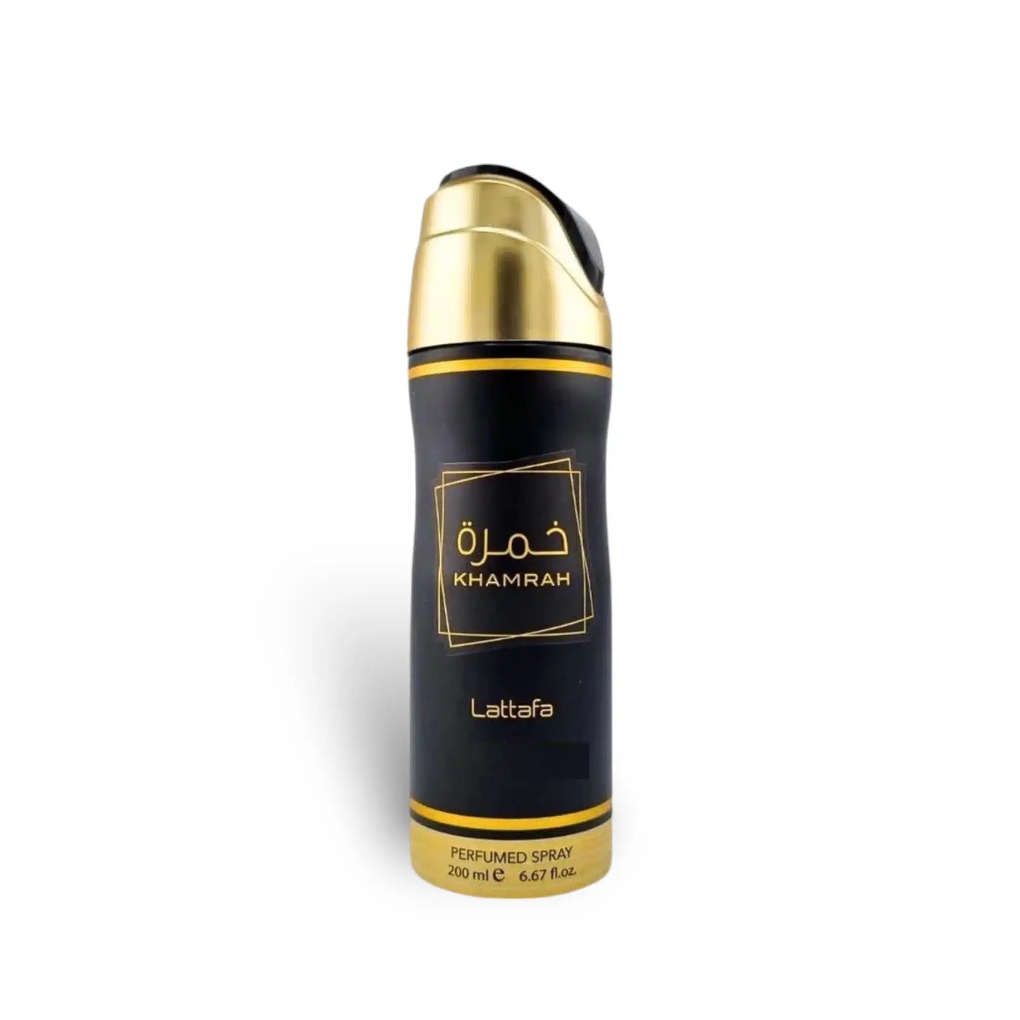 Khamrah Perfumed 200ml Body Spray by Lattafa body spray can and packaging