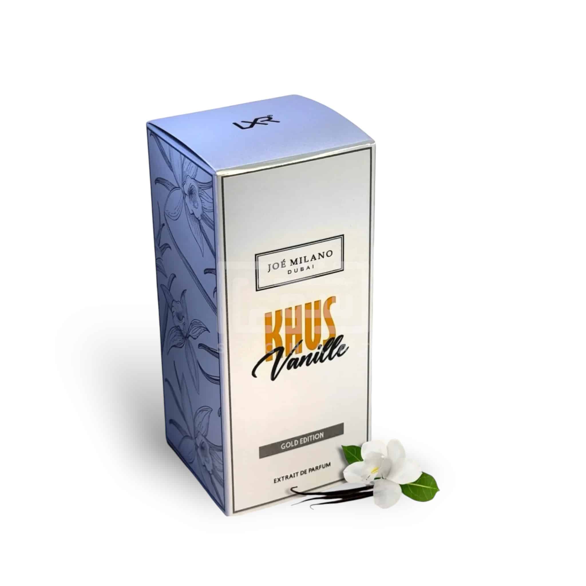 Khus Vanilla Gold Edition 50ml Eau de Parfum by LXR fragrance packaging front view