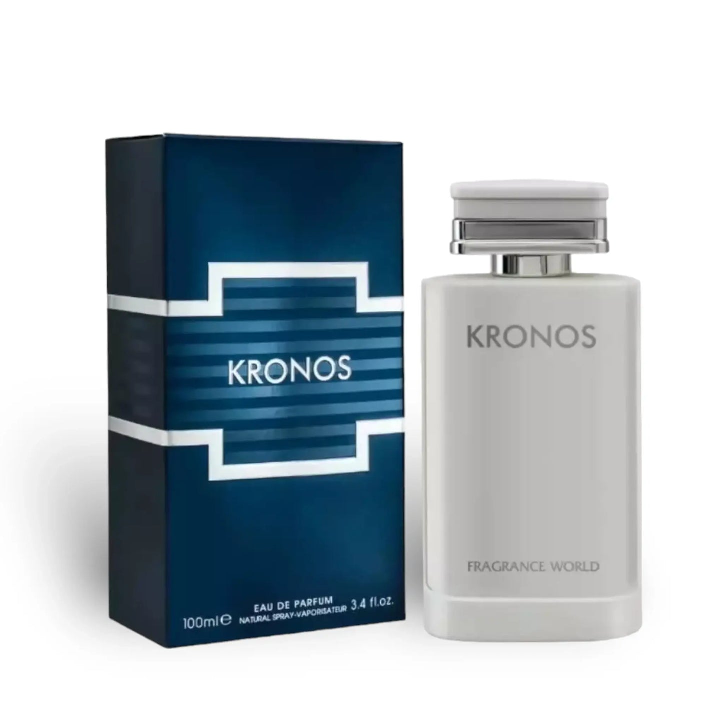 Kronos 100ml Eau de Parfum by Fragrance World bottle and box