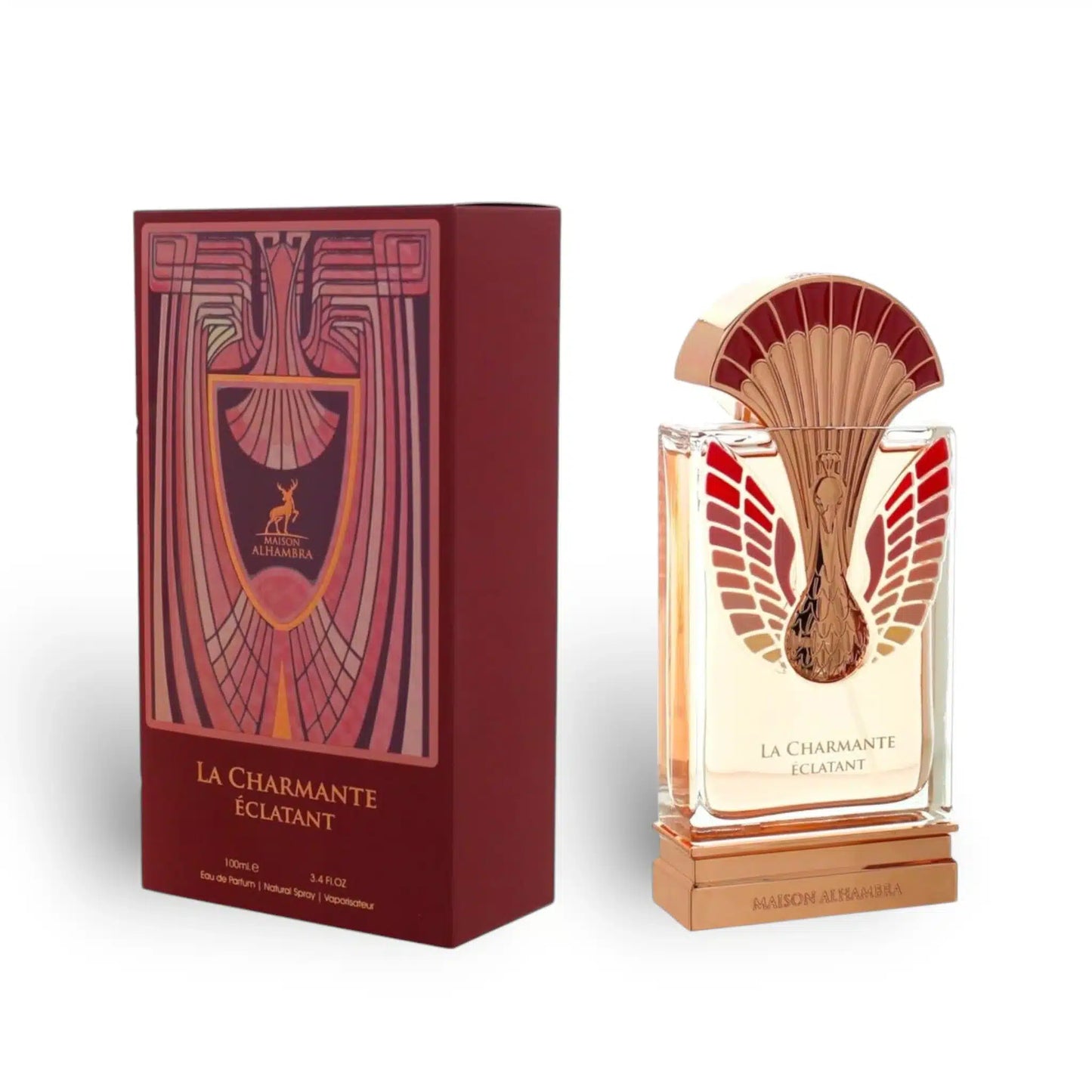 La Charmante Eclatant 100ml Eau de Parfum by Maison Alhambra perfume bottle close up