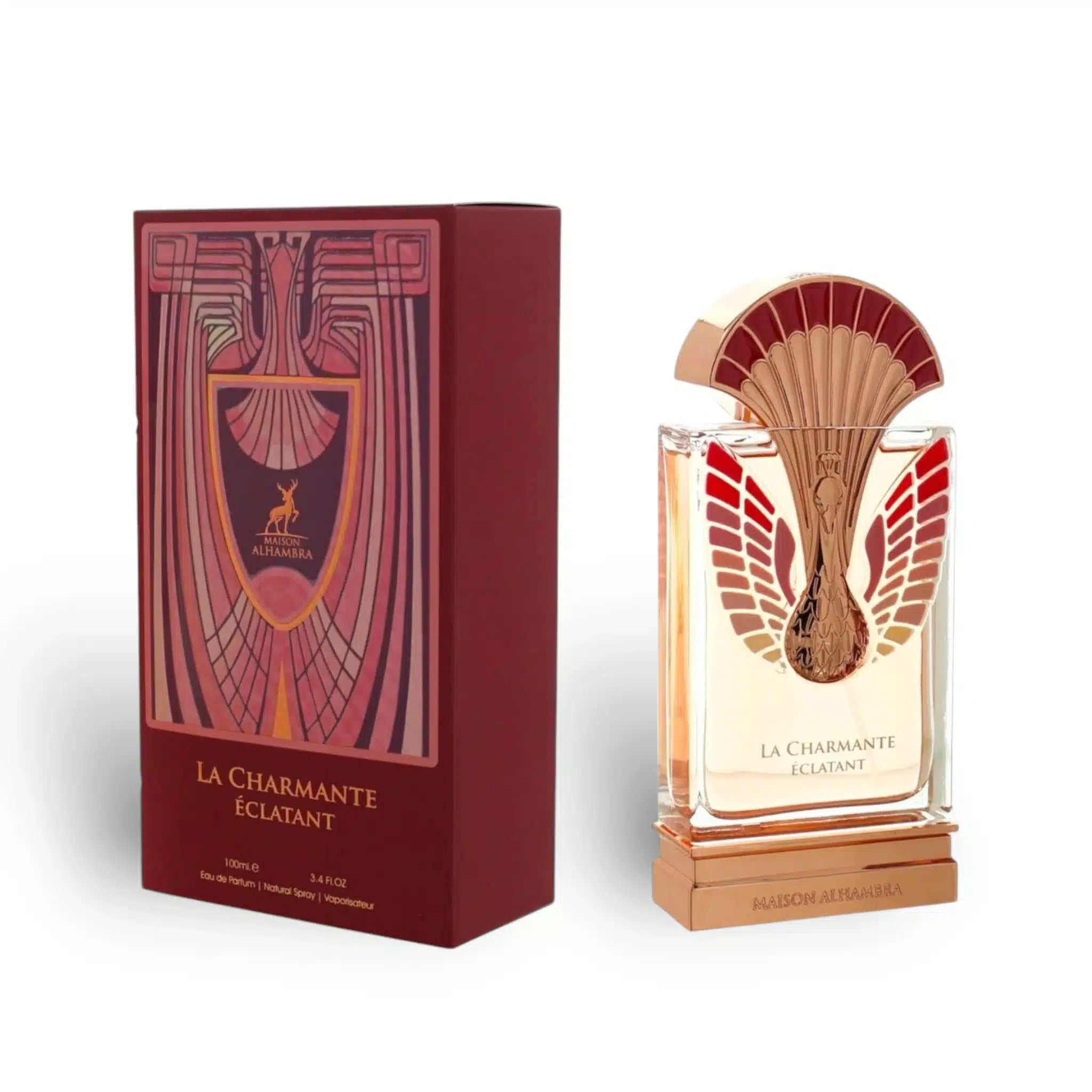 La Charmante Eclatant 100ml Eau de Parfum by Maison Alhambra perfume bottle close up