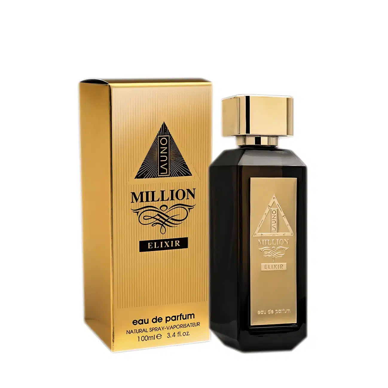 La Uno Million Elixir 100ml Eau de Parfum by Fragrance World bottle and box