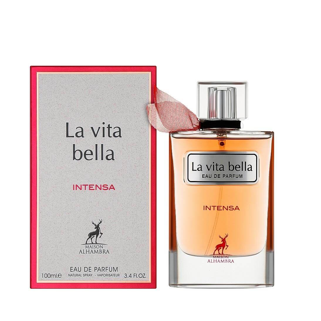 La Vita Bella Intensa 100ml Eau de Parfum by Maison Alhambra fragrance packaging front view