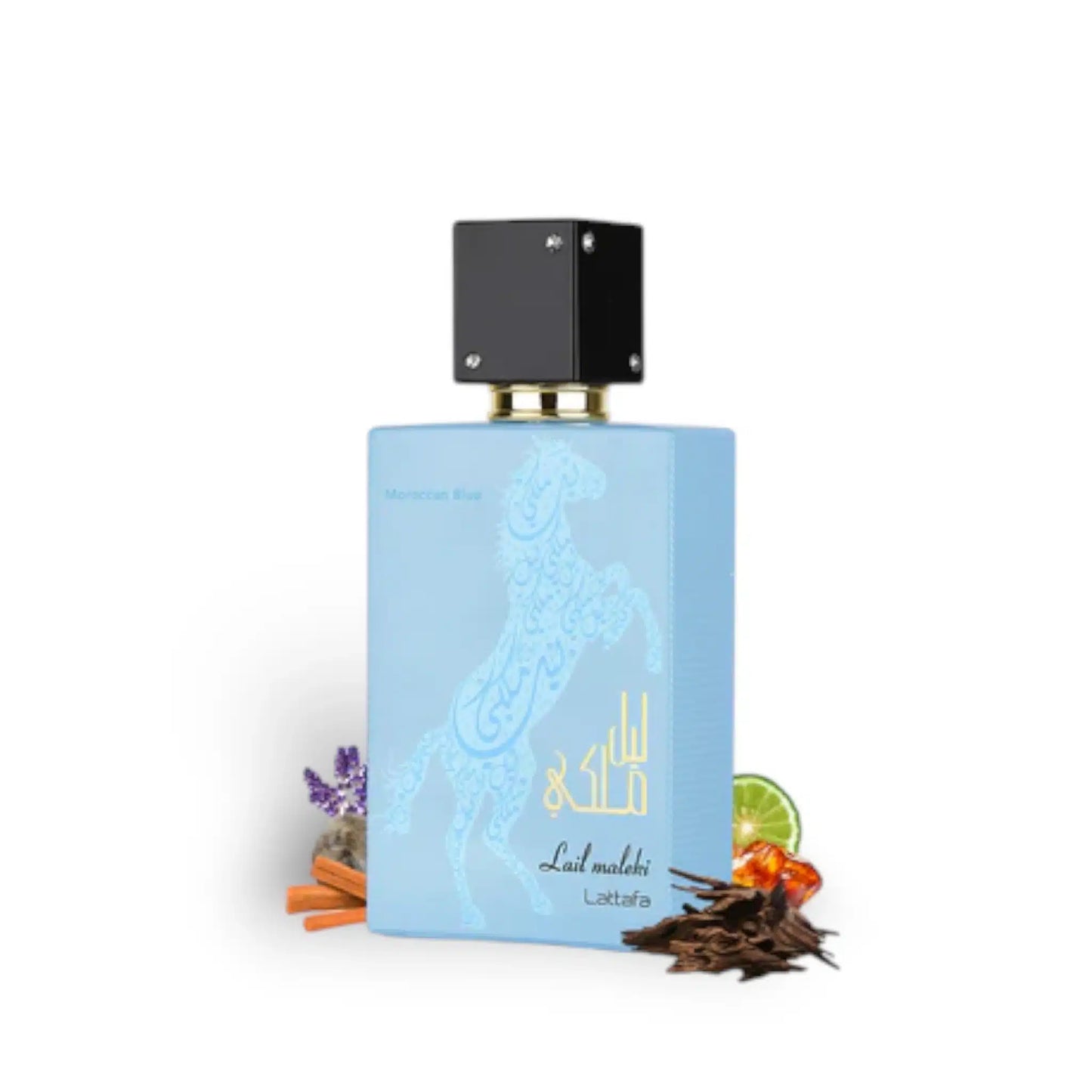 Lail Maleki Morrocan Blue 100ml Eau de Parfum by Lattafa fragrance packaging front view