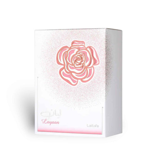 Layaan 100ml Eau de Parfum by Lattafa bottle and box