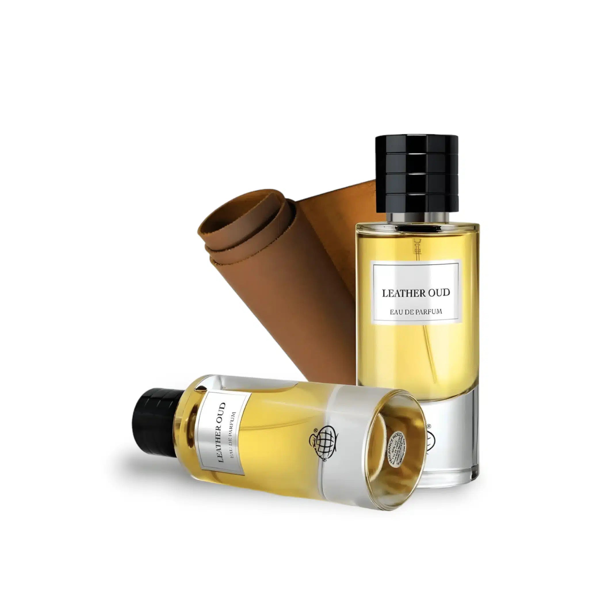 Leather Oud 80ml Eau de Parfum by Fragrance World fragrance packaging front view