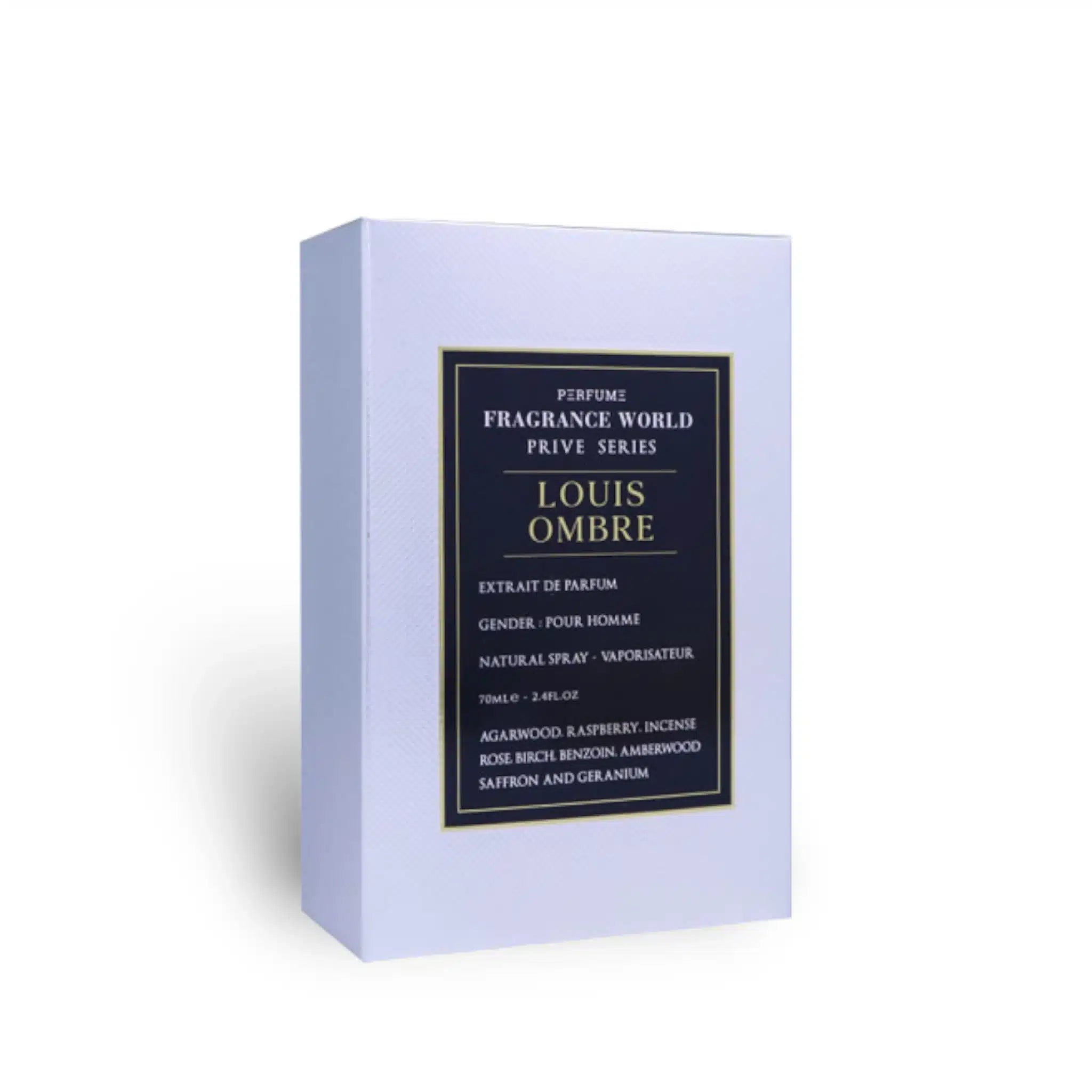 Louis Ombre (Prive Series) 70ml Eau de Parfum by Fragrance World fragrance packaging front view