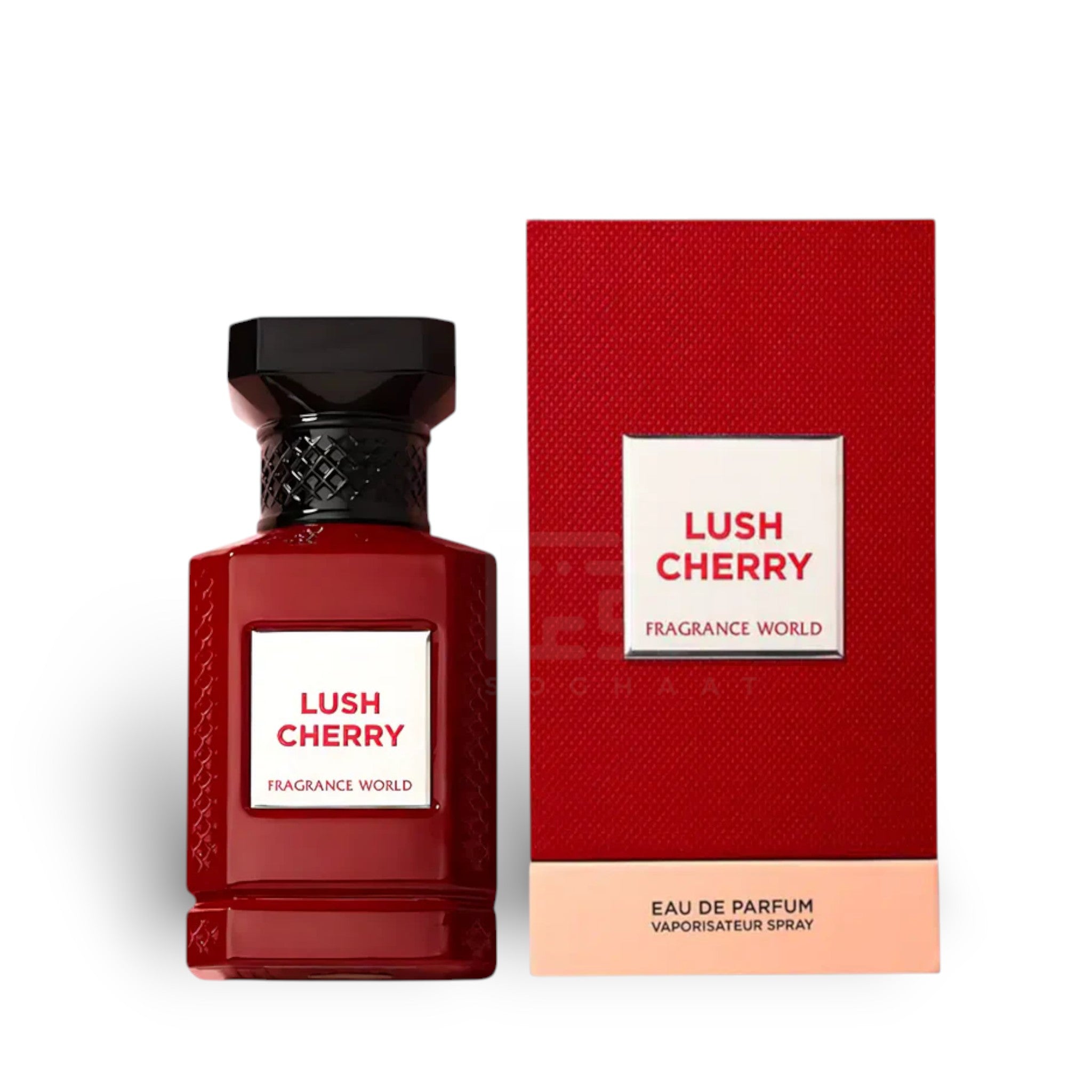 Lush Cherry 80ml Eau de Parfum by Fragrance World bottle and box