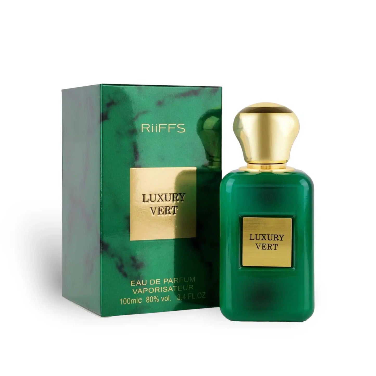 Luxury Vert 100ml Eau de Parfum by RiiFFS bottle and box