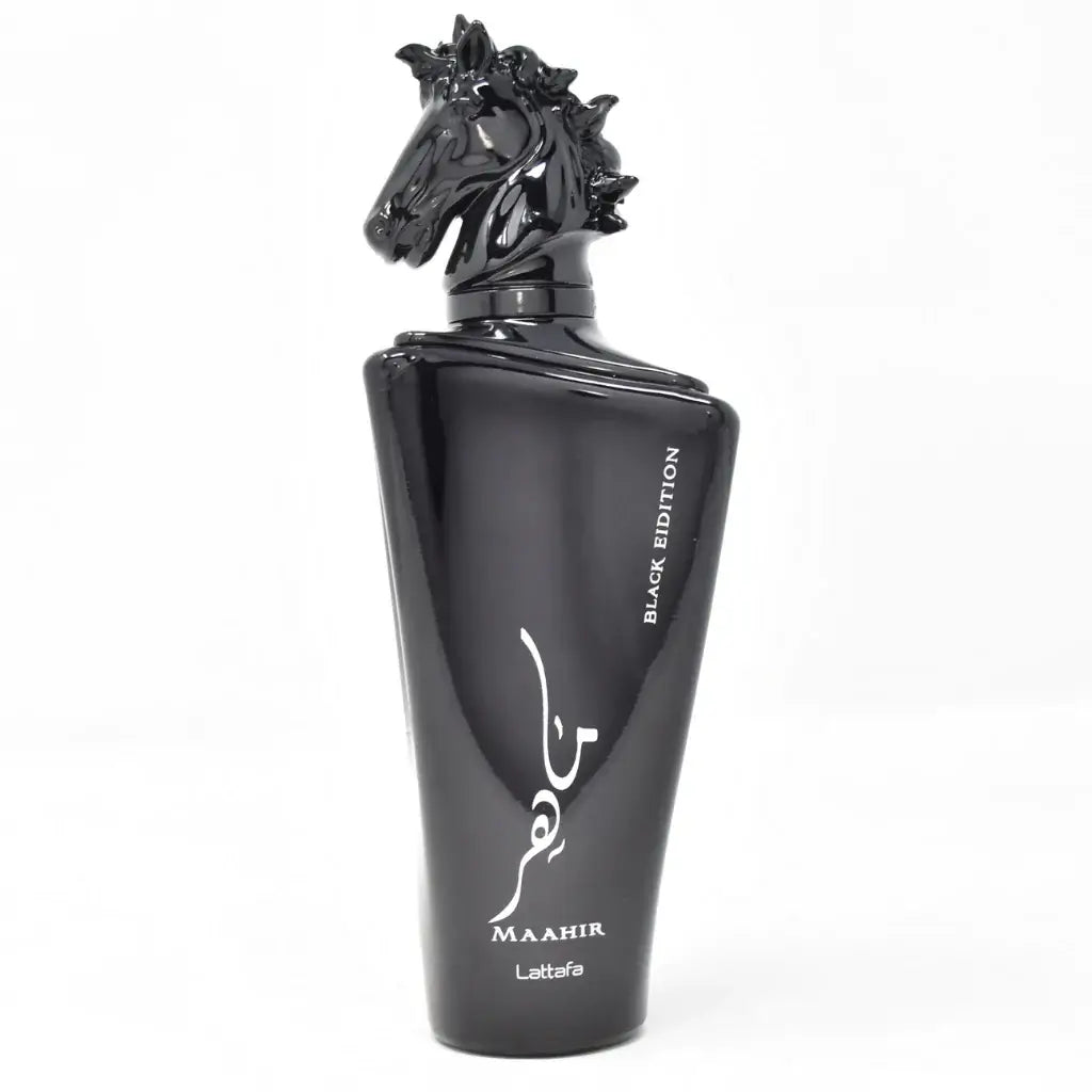 Maahir Black Edition 100ml Eau de Parfum by Lattafa bottle and box