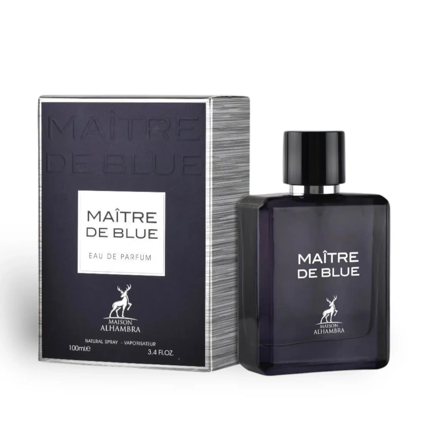 Maitre De Blue 100ml Eau de Parfum by Maison Alhambra bottle and box