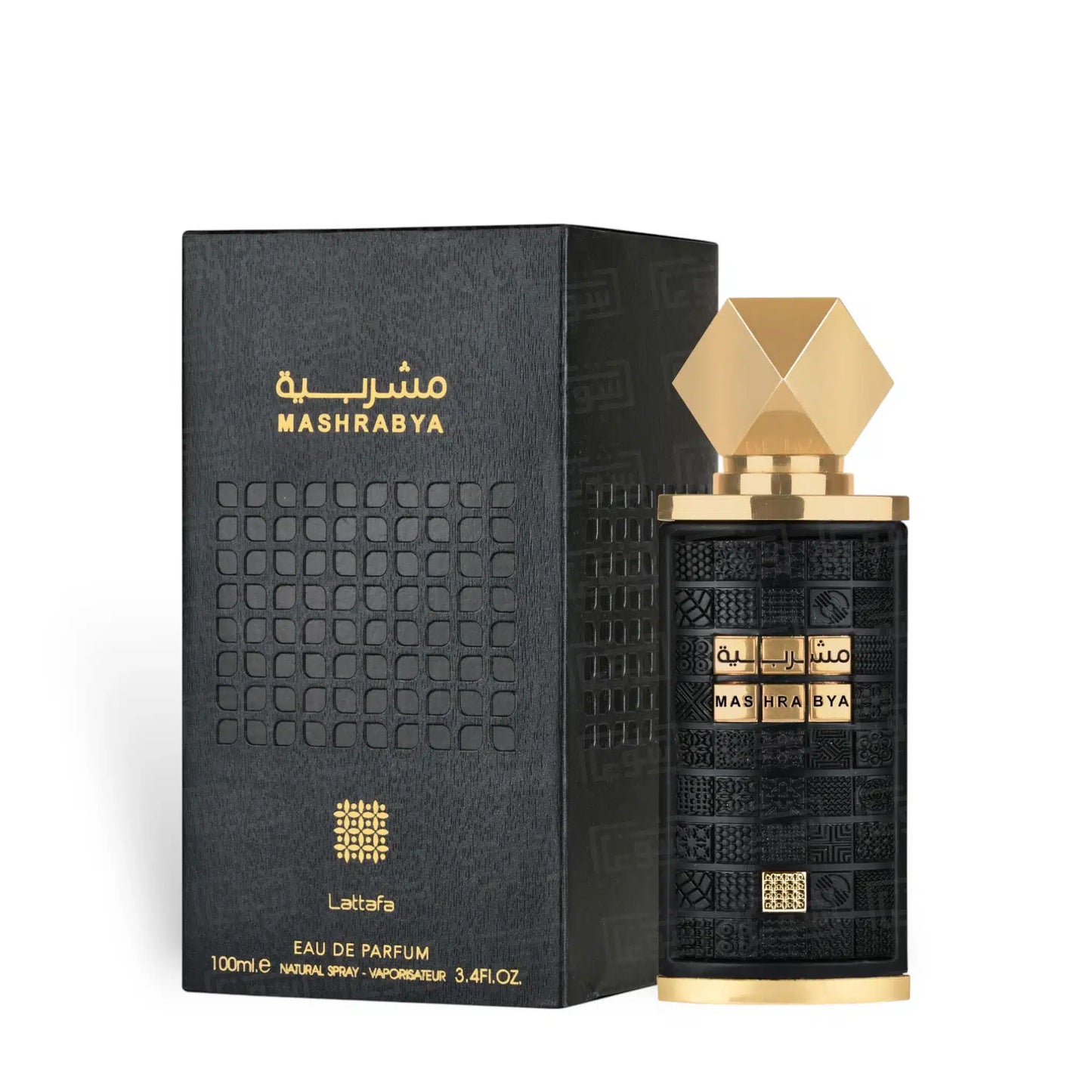 Mashrabya 100ml Eau de Parfum by Lattafa bottle and box