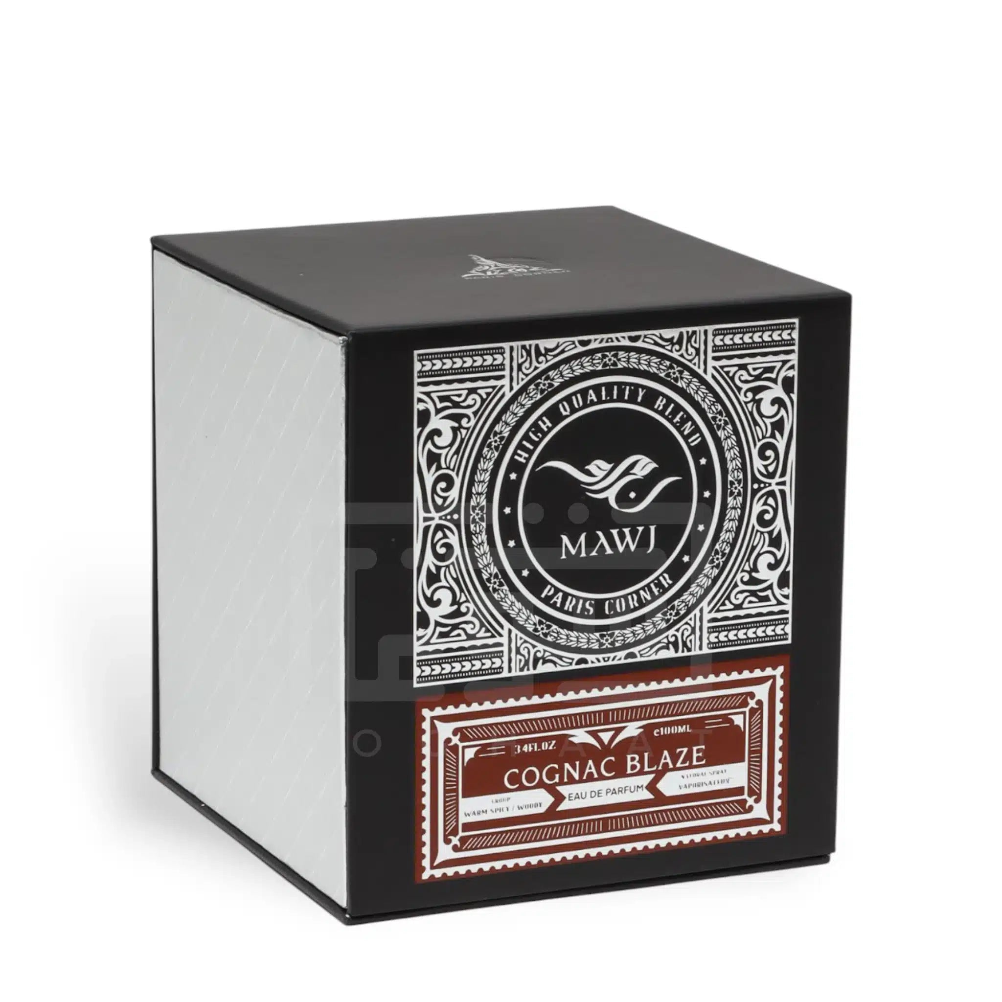 Mawj Cognac Blaze 100ml Eau de Parfum by Paris Corner perfume bottle close up
