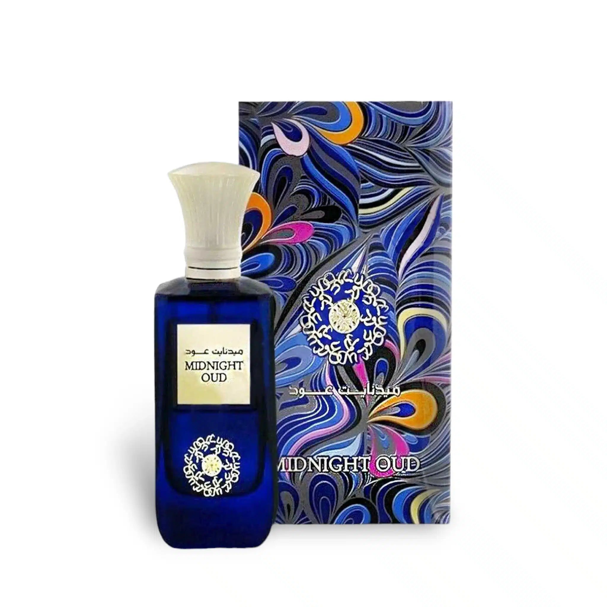 Midnight Oud 100ml Eau de Parfum by Ard Al Zaafaran bottle and box