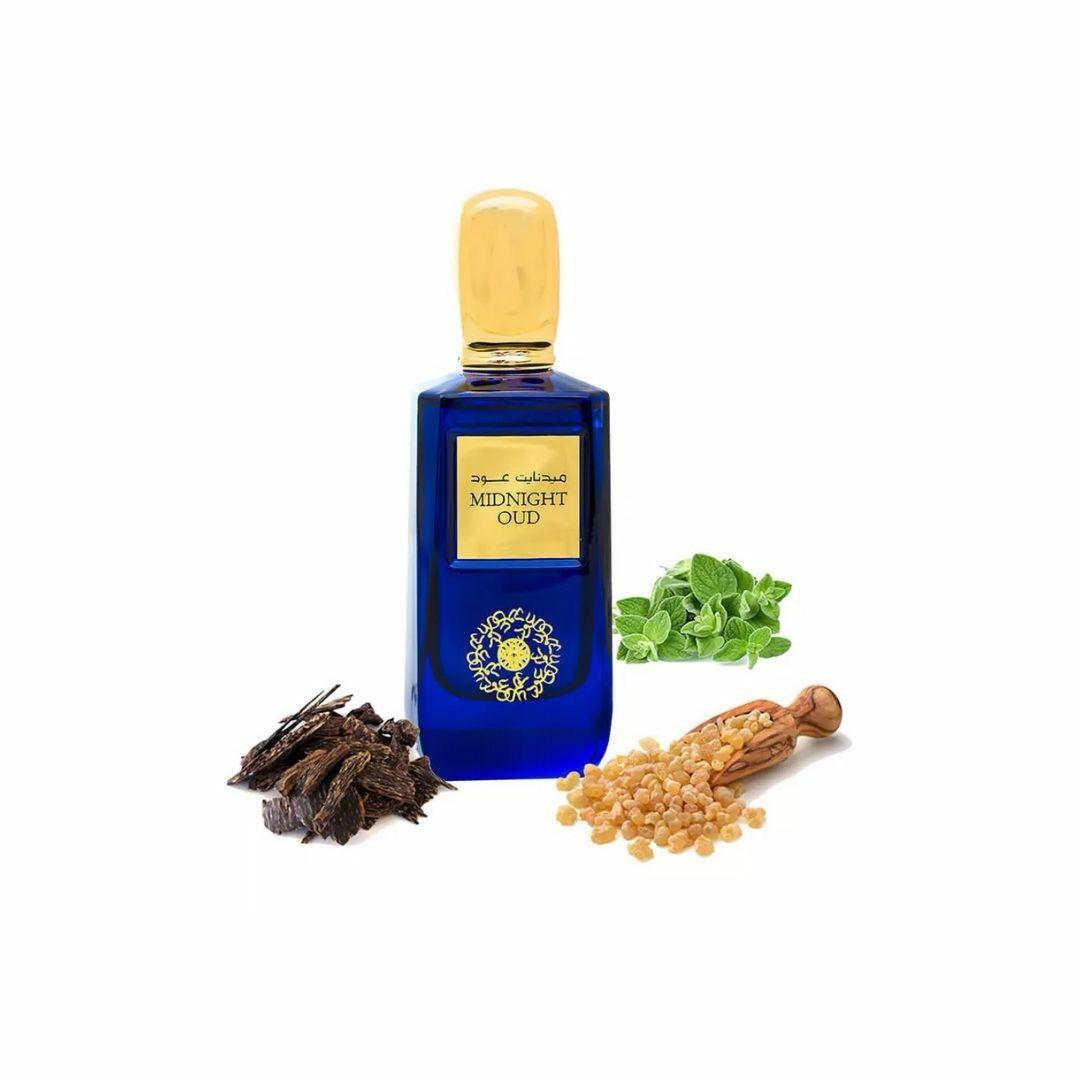 Midnight Oud 100ml Eau de Parfum by Ard Al Zaafaran perfume bottle close up