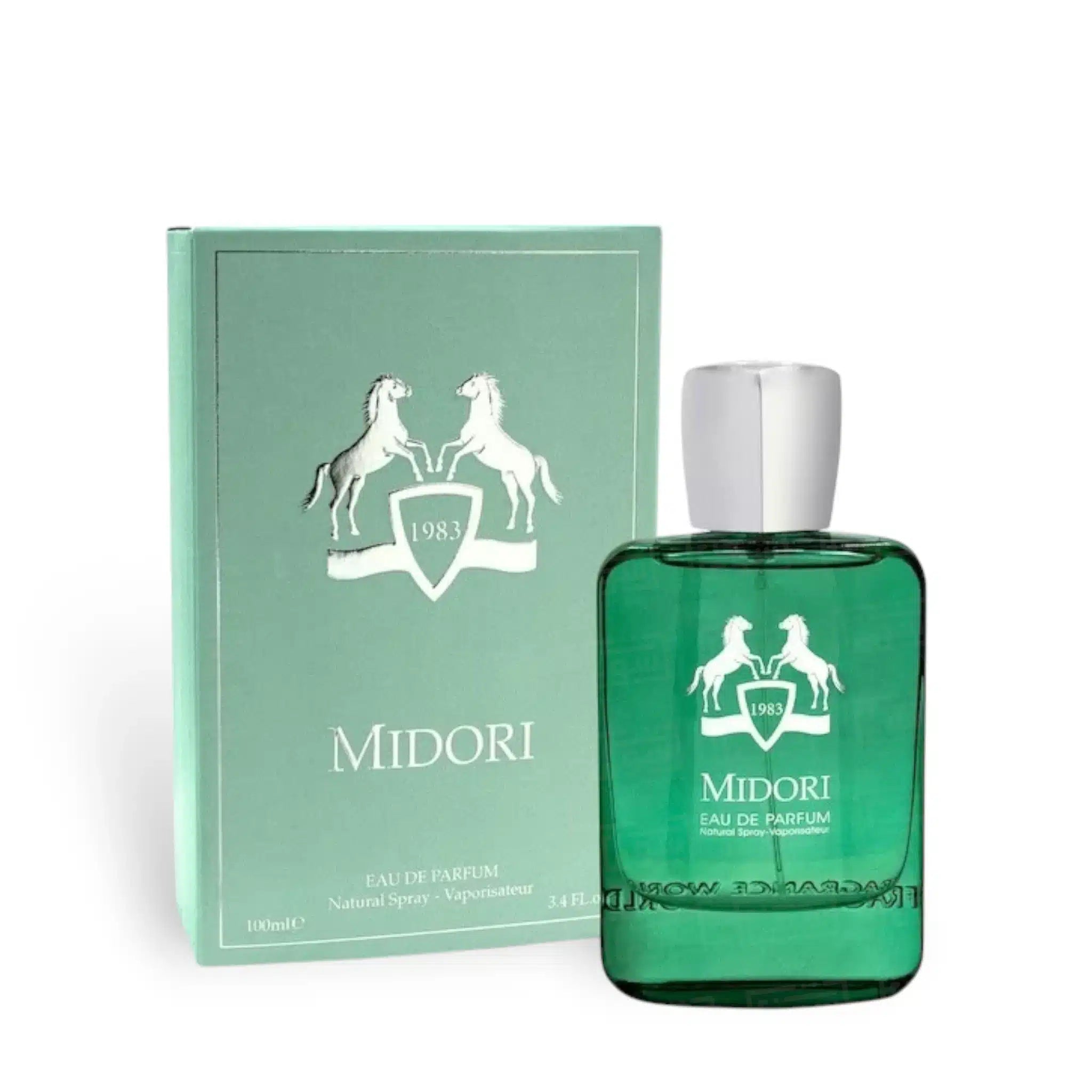 Midori 100ml Eau de Parfum by Fragrance World bottle and box