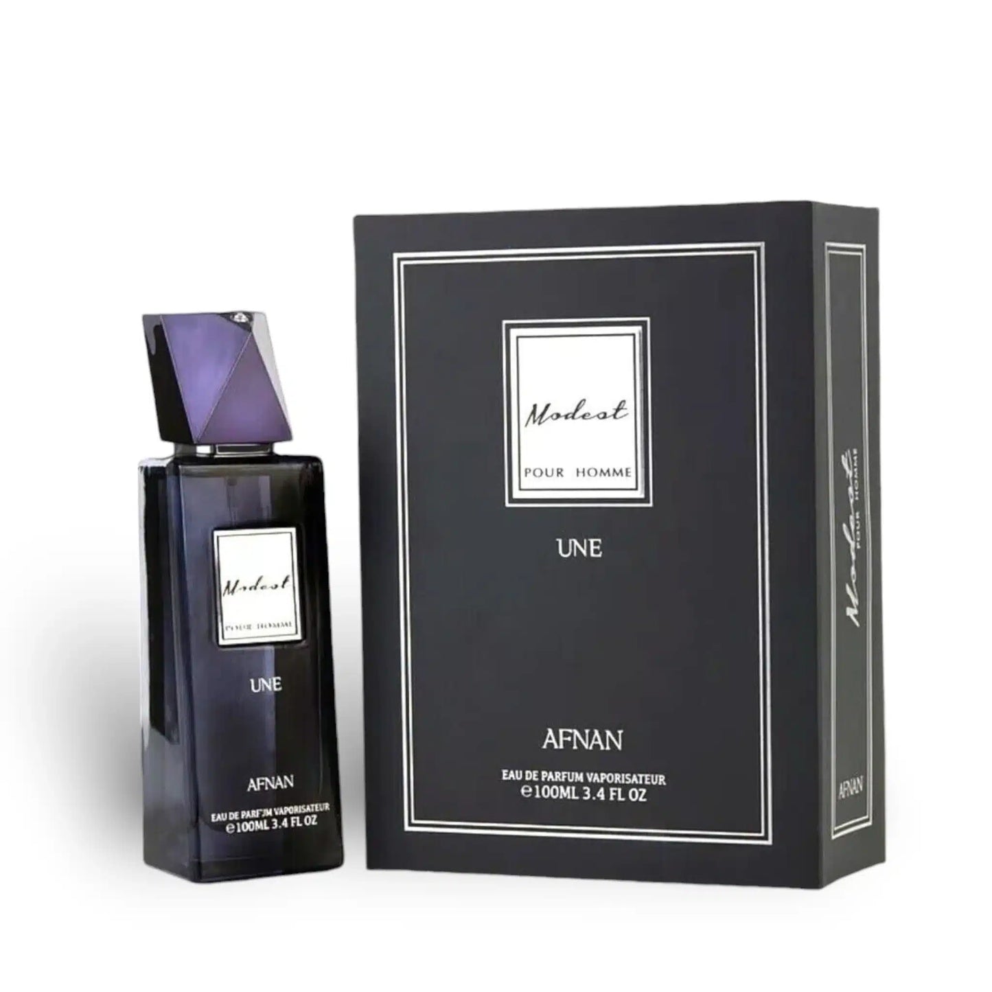 Modest Pour Homme Une 100ml Eau de Parfum by Afnan bottle and box