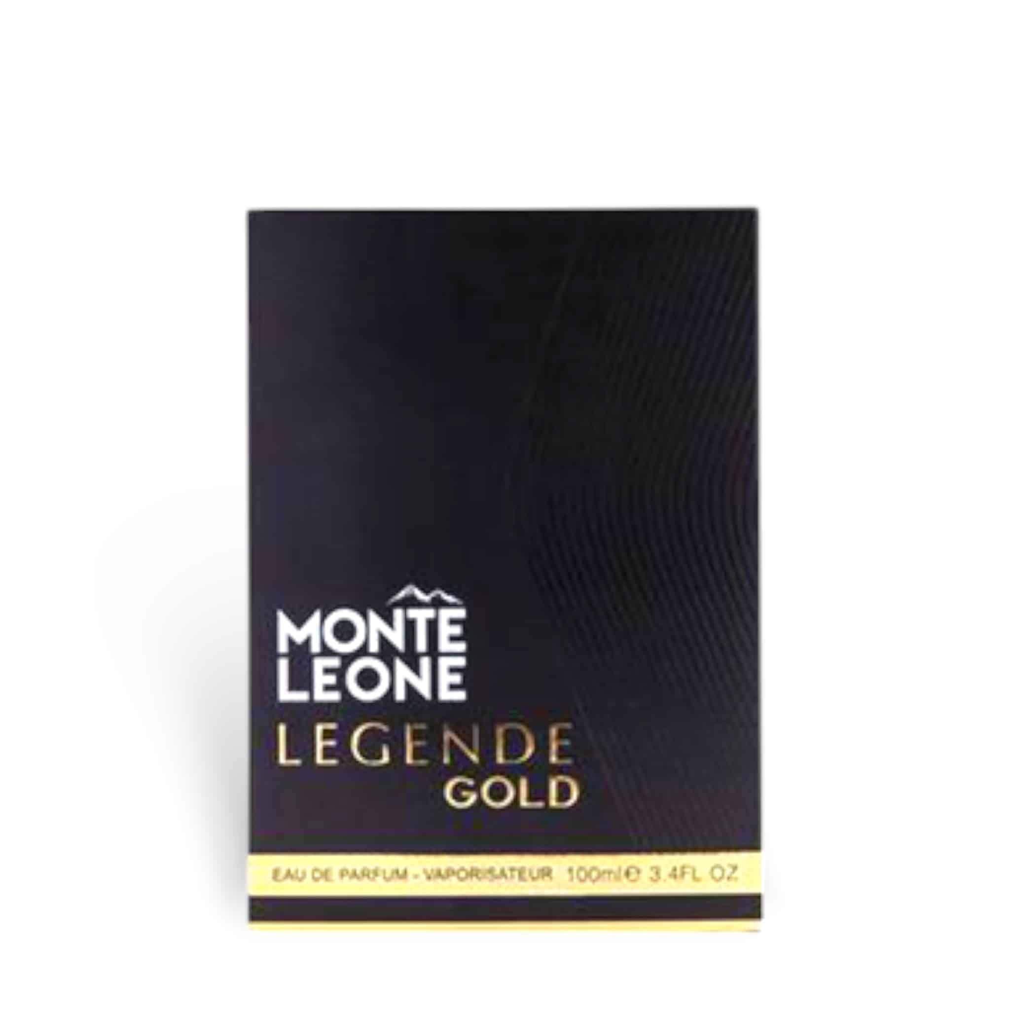 Monte Leon Legend Gold 100ml Eau de Parfum by Fragrance World perfume bottle close up