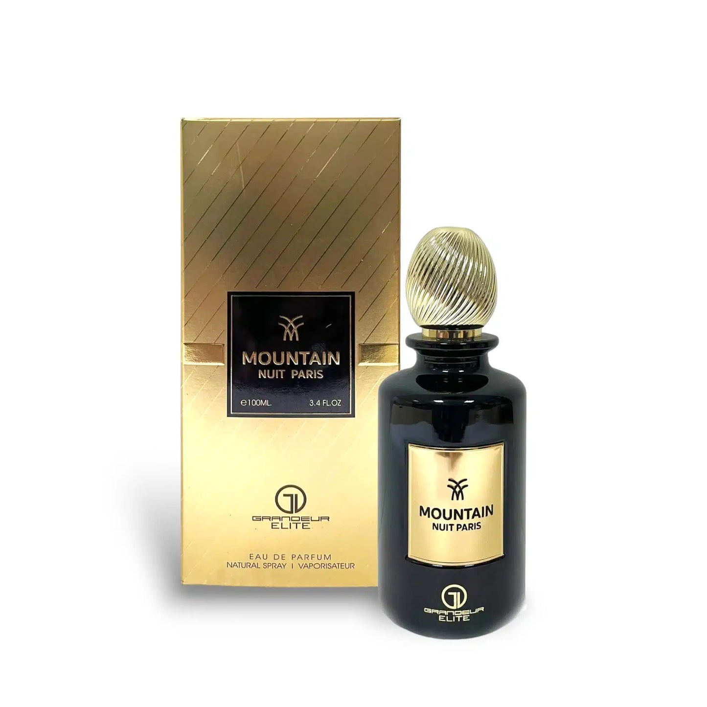 Mountain Nuit Paris 100ml Eau de Parfum by Grandeur Elite perfume bottle close up