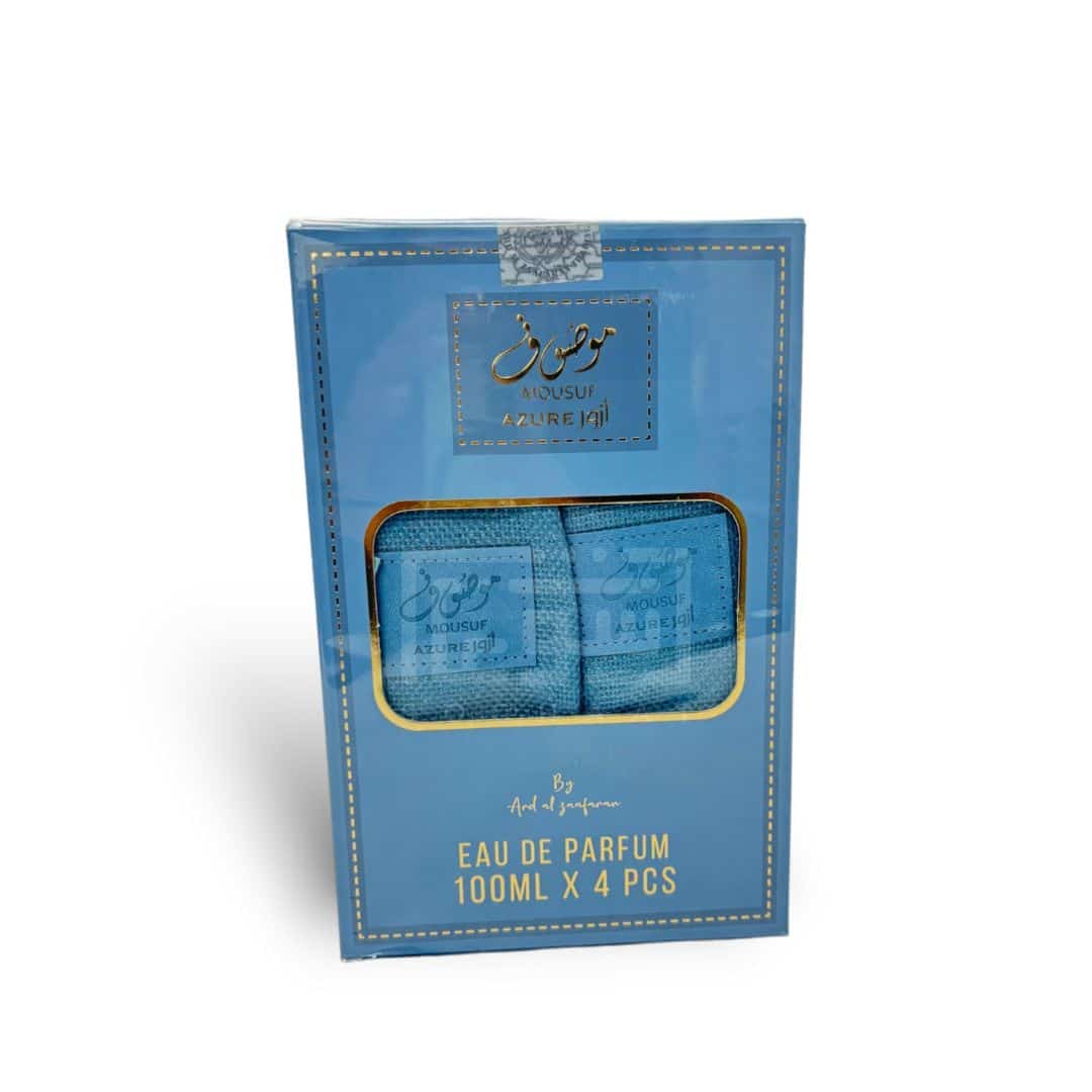 Mousuf Azure 100ml Eau de Parfum by Ard Al Zaafaran bottle and box