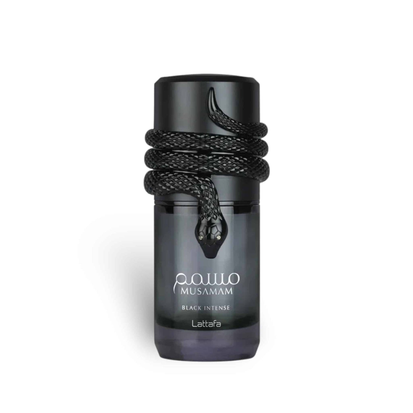 Musamam Black Intense 100ml Eau de Parfum by Lattafa perfume bottle close up