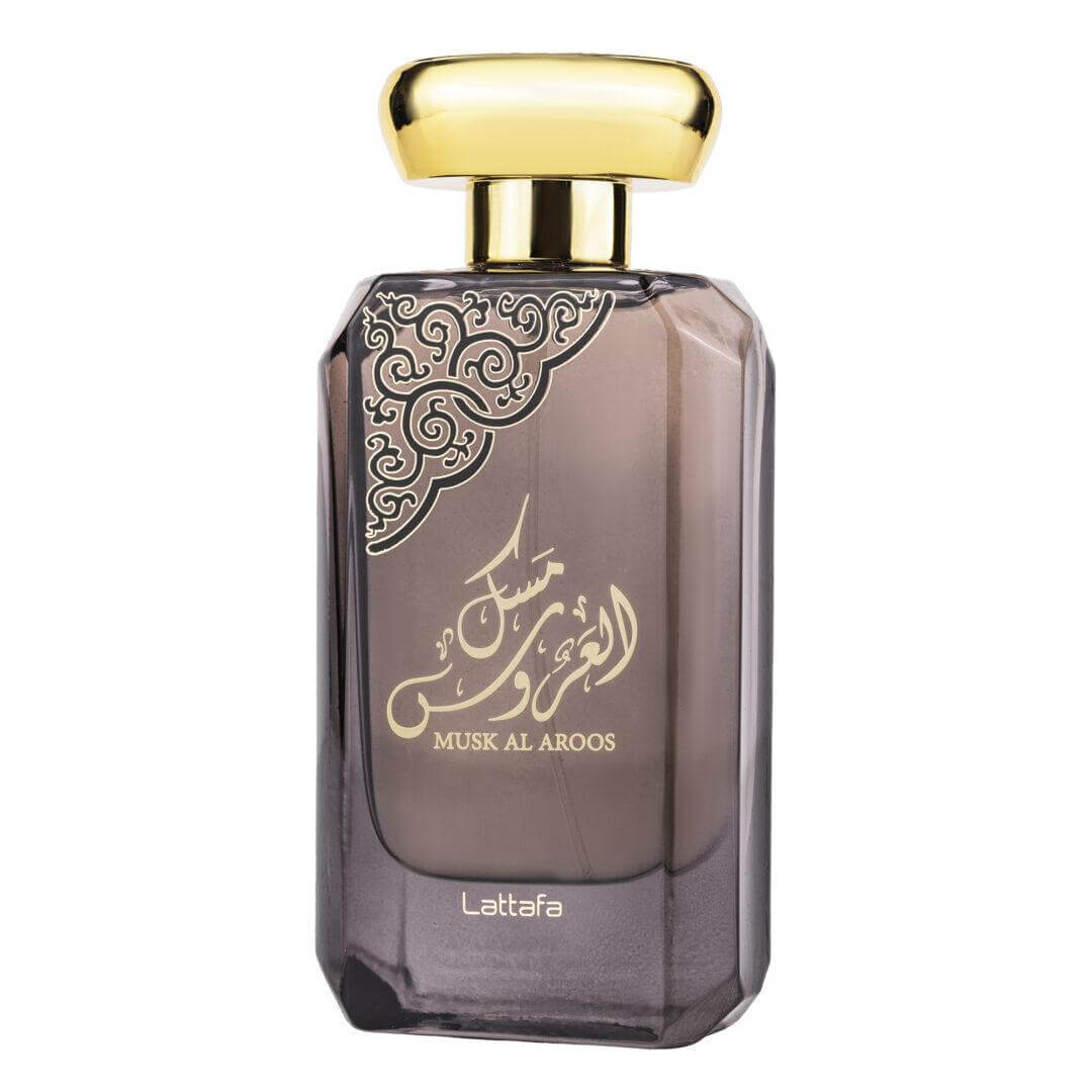 Musk Al Aroos 80ml Eau de Parfum by Lattafa fragrance packaging front view