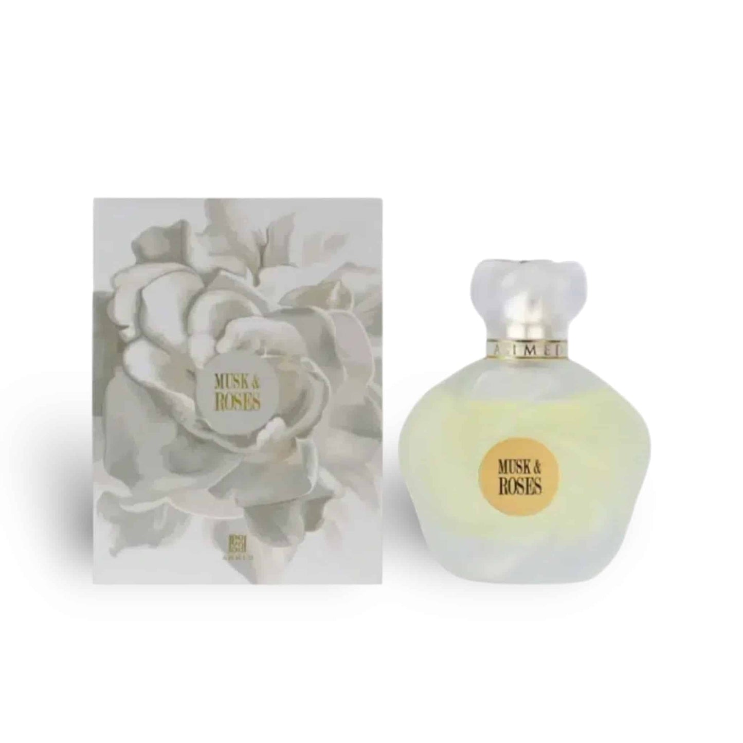 Musk &amp; Roses 75ml Extrait de Parfum by Ahmed Al Maghribi fragrance bottle