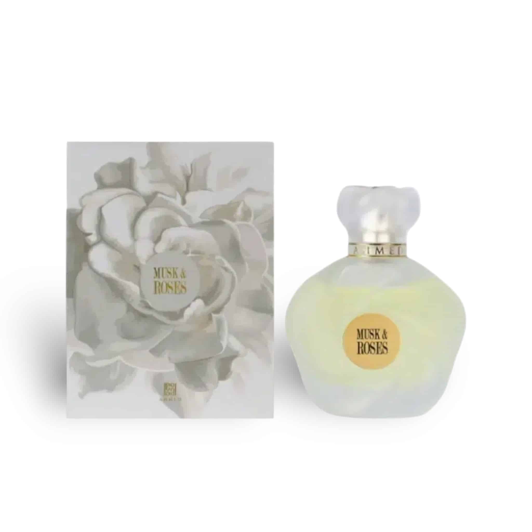 Musk &amp; Roses 75ml Extrait de Parfum by Ahmed Al Maghribi fragrance bottle