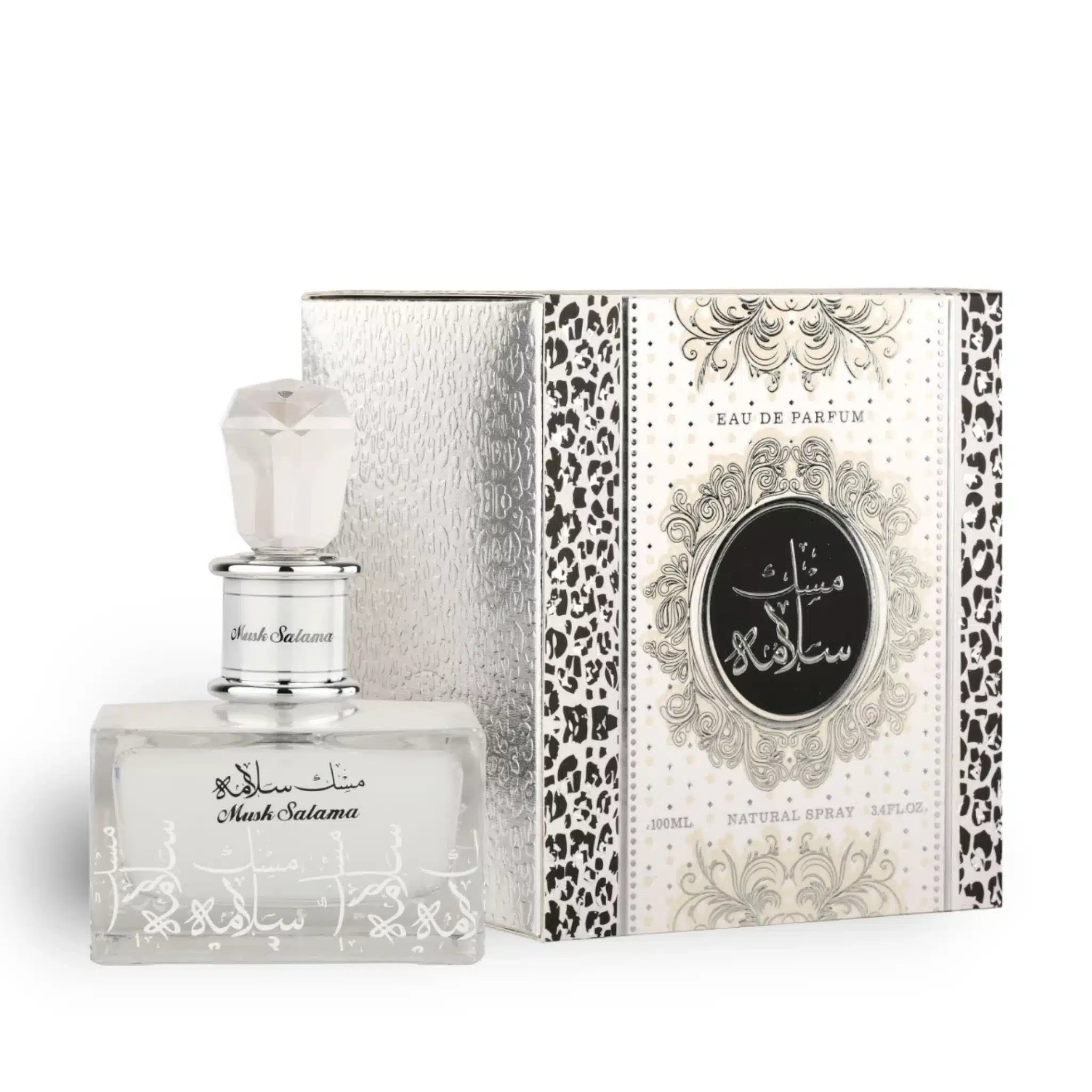 Musk Salama 100ml Eau de Parfum by Lattafa bottle and box