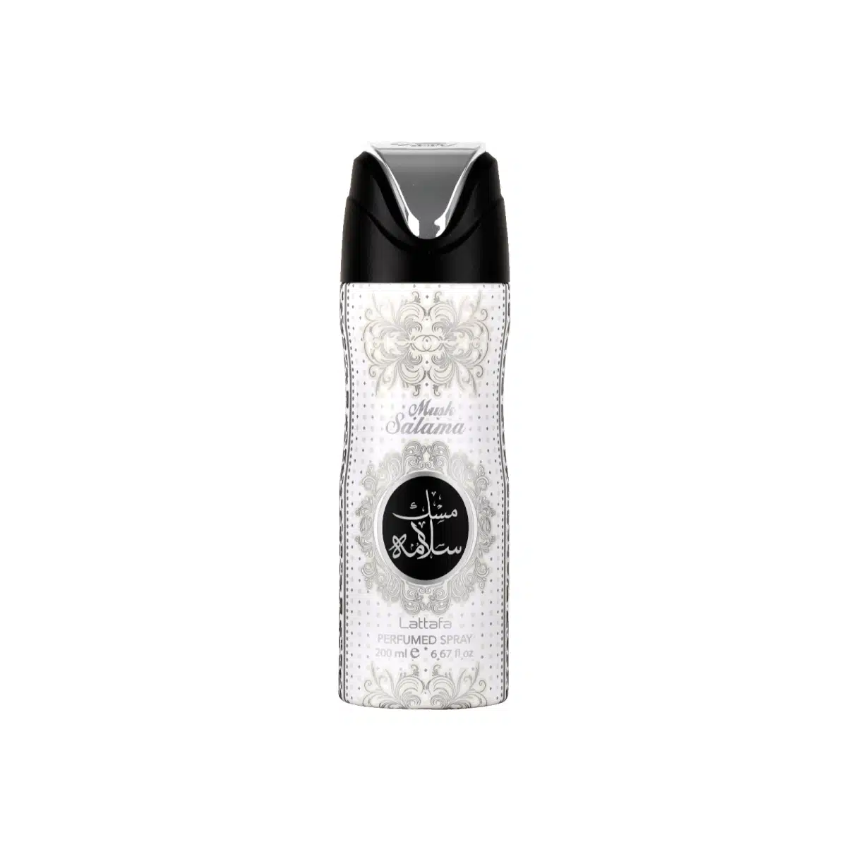 Musk Salama Perfumed 200ml Body Spray by Lattafa body spray can and packaging