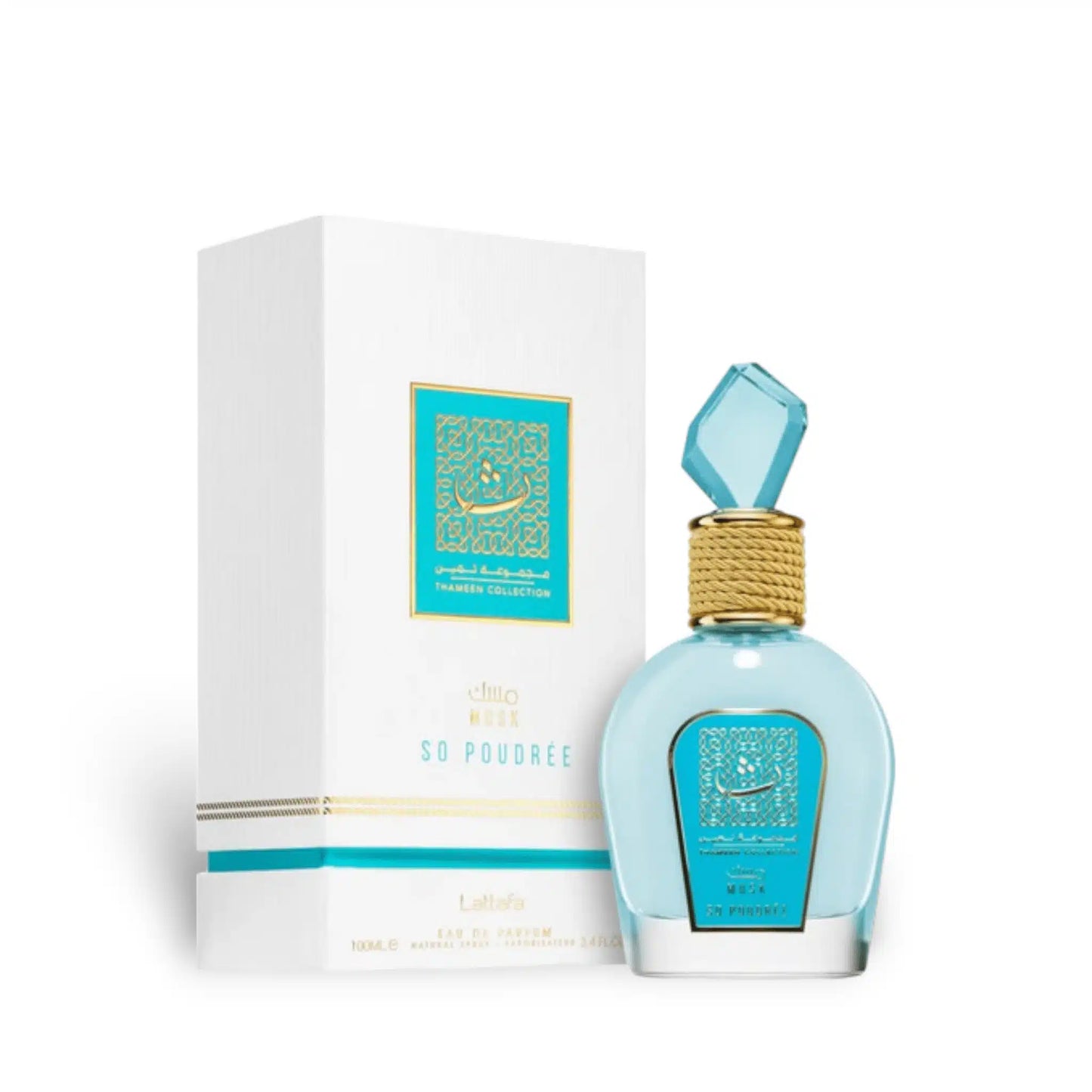 Musk So Poudree (Thameen Collection) 100ml Eau de Parfum by Lattafa bottle and box