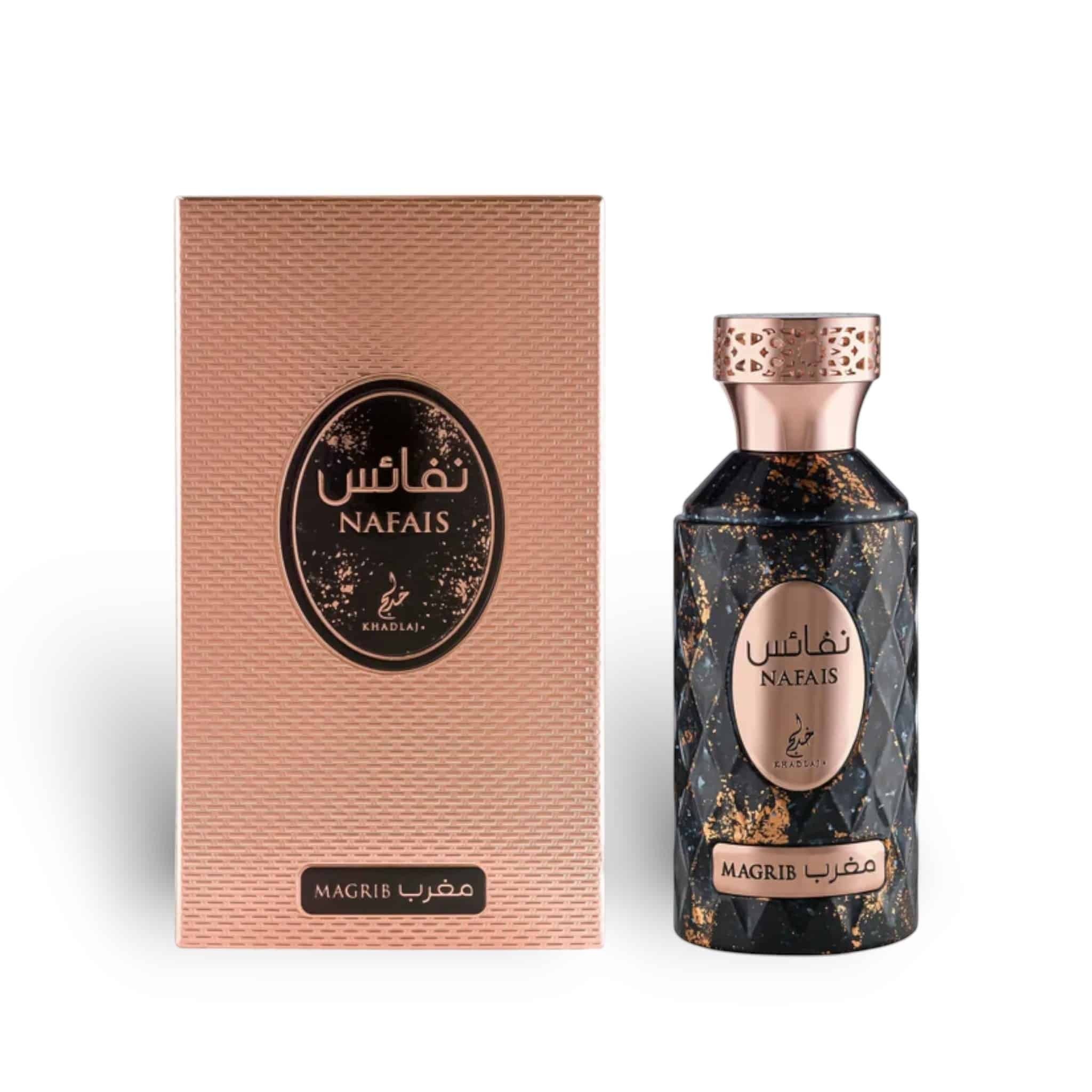 Nafais Magrib 100ml Eau de Parfum by Khadlaj bottle and box