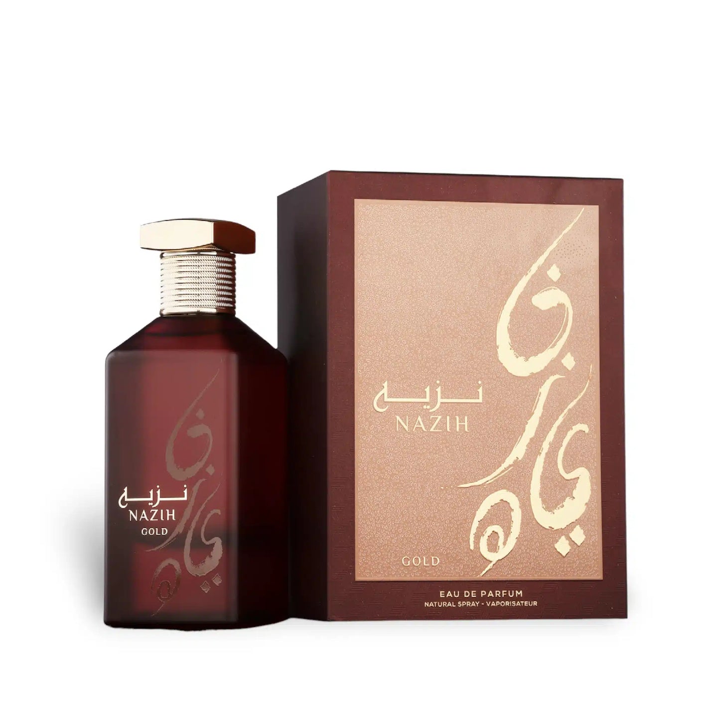 Nazih Gold 100ml Eau de Parfum by Athoor Al Alam bottle and box