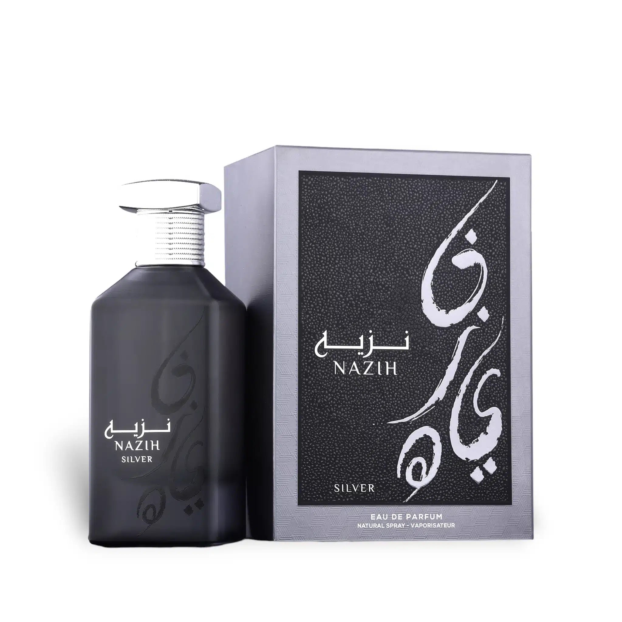 Nazih Silver 100ml Eau de Parfum by Athoor Al Alam bottle and box