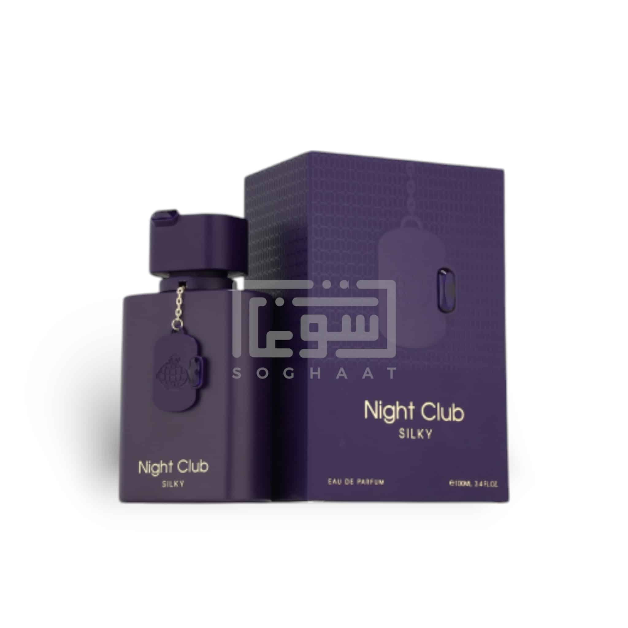 Night Club Silky 100ml Eau de Parfum by Fragrance World bottle and box