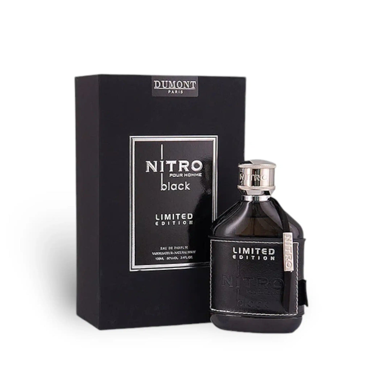 Nitro Black Limited Edition 100ml Eau de Parfum by Dumont Paris bottle and box