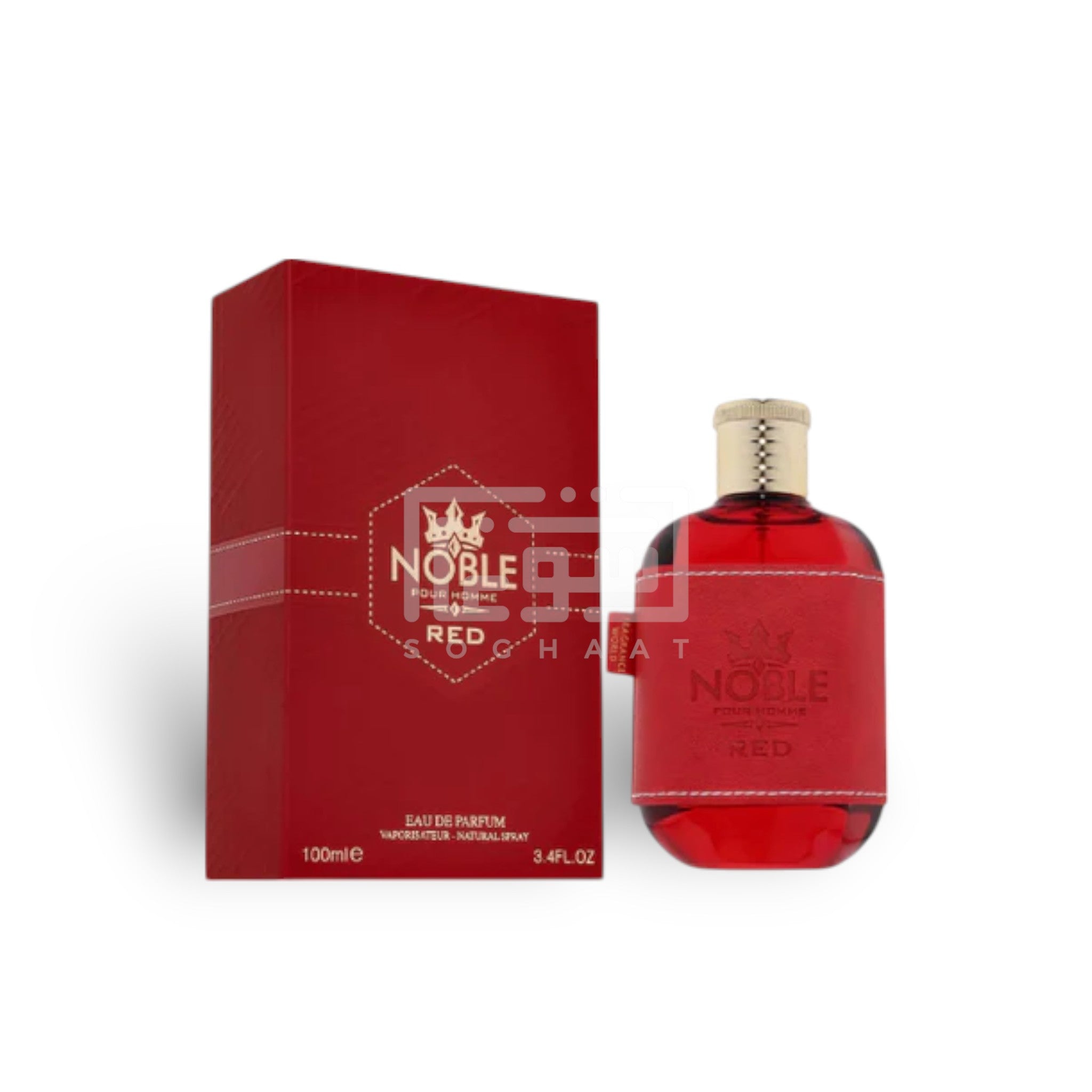 Noble Red Pour Homme 100ml Eau de Parfum by Fragrance World bottle and box