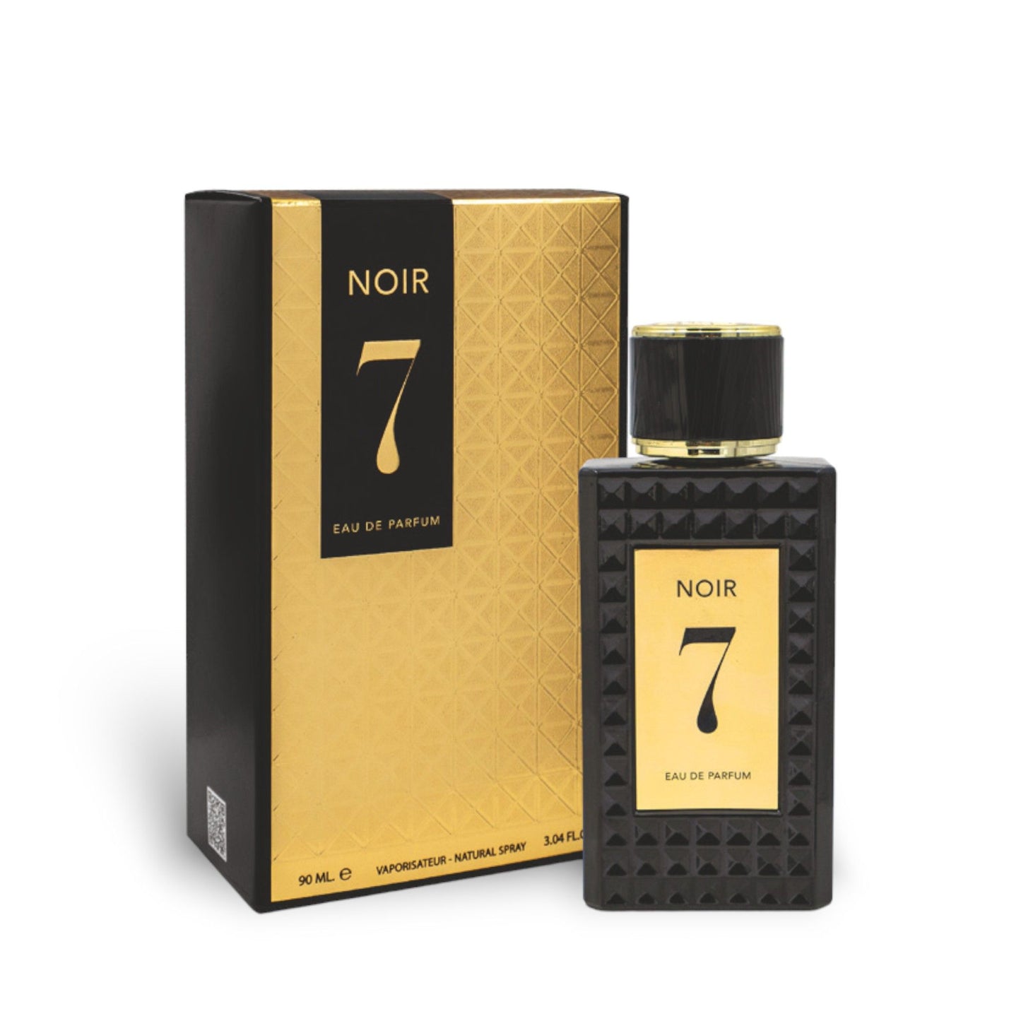 Noir 7 90ml Eau de Parfum by Fragrance World bottle and box