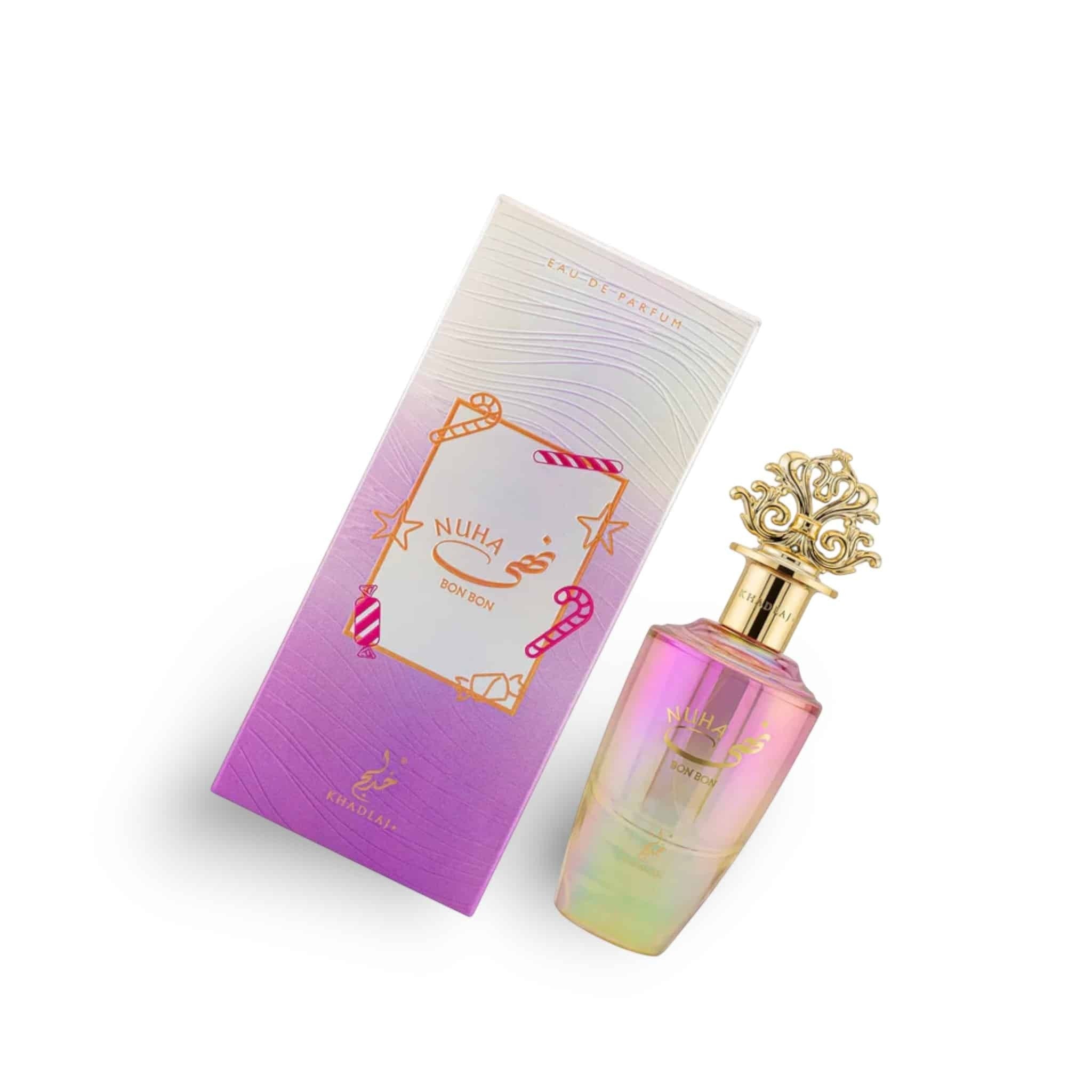 Nuha Bon Bon 85ml Eau de Parfum by Khadlaj perfume bottle close up