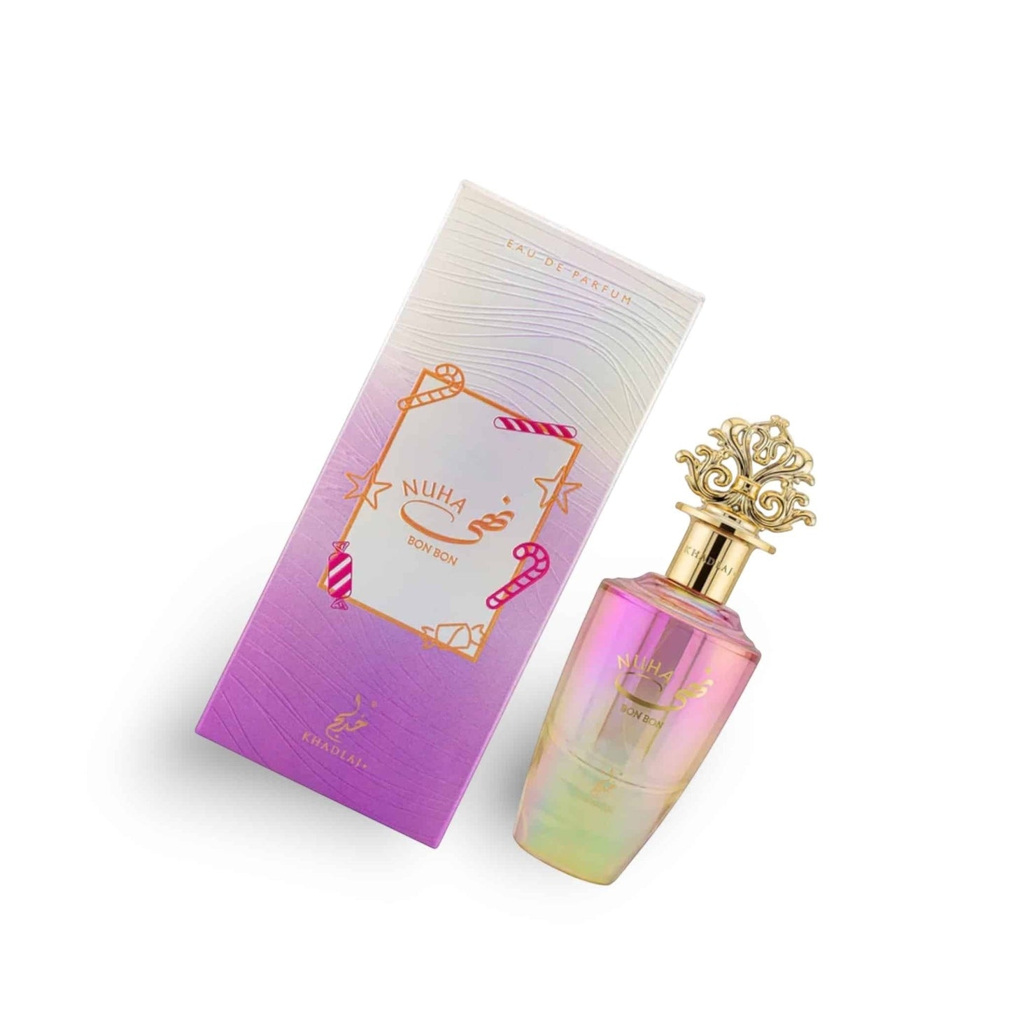Nuha Bon Bon 85ml Eau de Parfum by Khadlaj perfume bottle close up