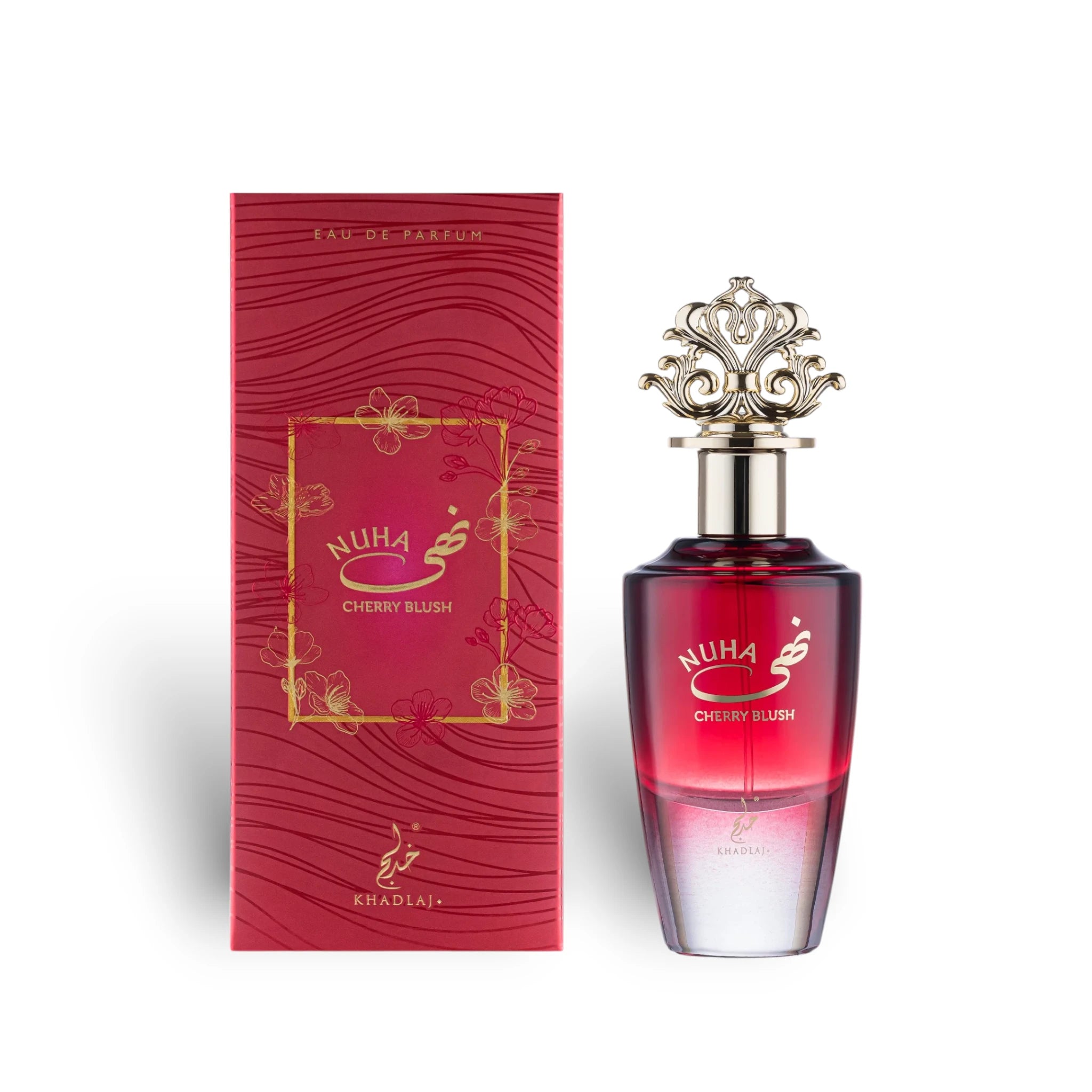 Nuha Cherry Blush 85ml Eau de Parfum by Khadlaj bottle and box