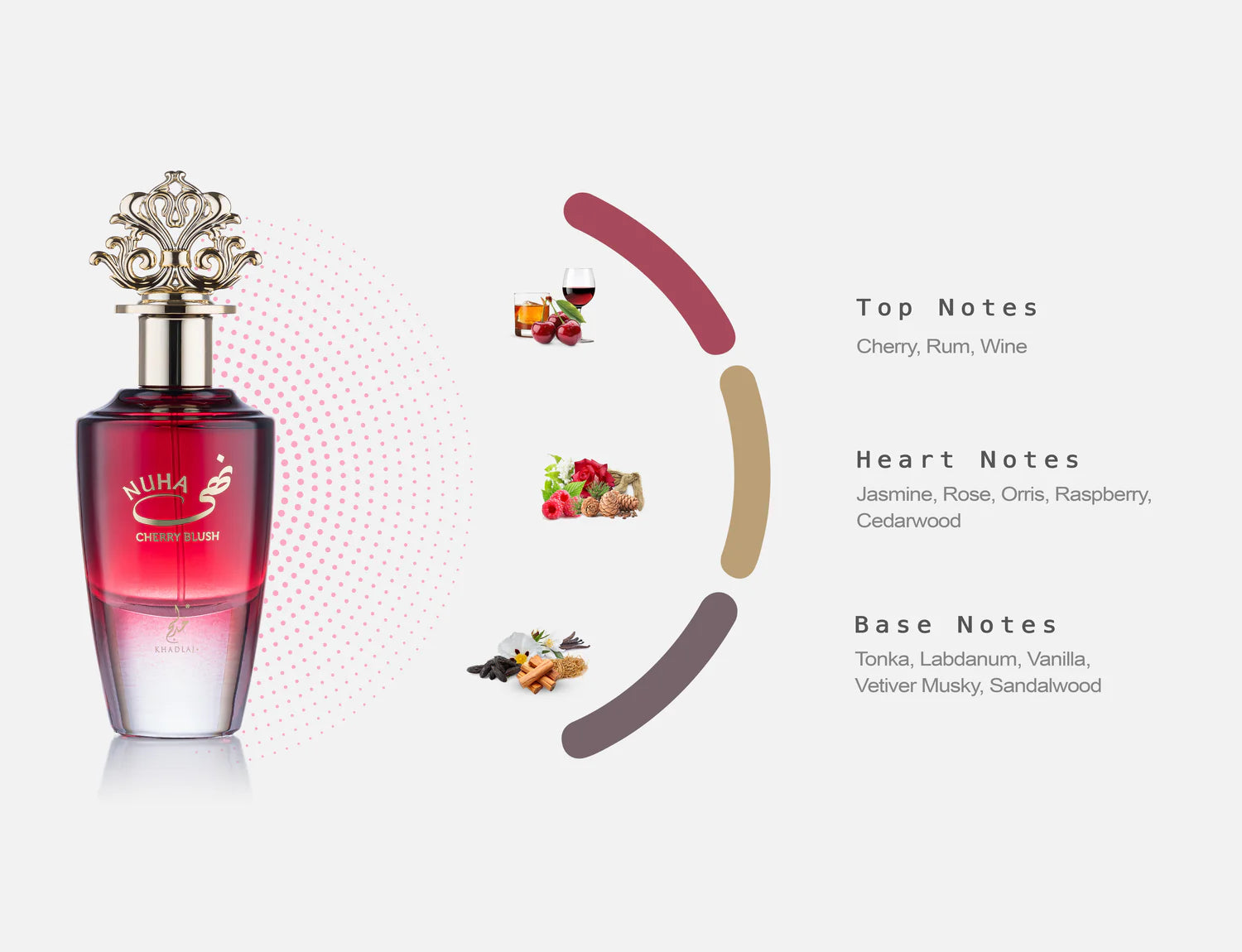 Nuha Cherry Blush 85ml Eau de Parfum by Khadlaj perfume bottle close up