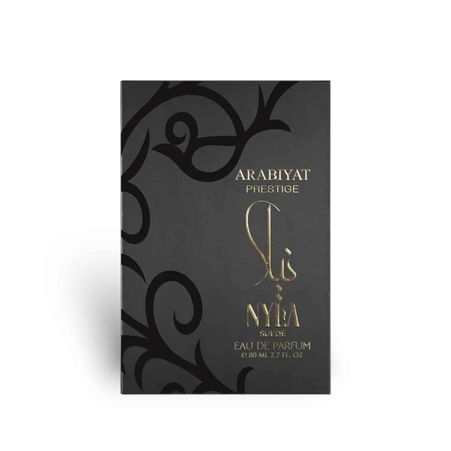 Nyla Suede 80ml Eau de Parfum by Arabiyat Prestige perfume bottle close up