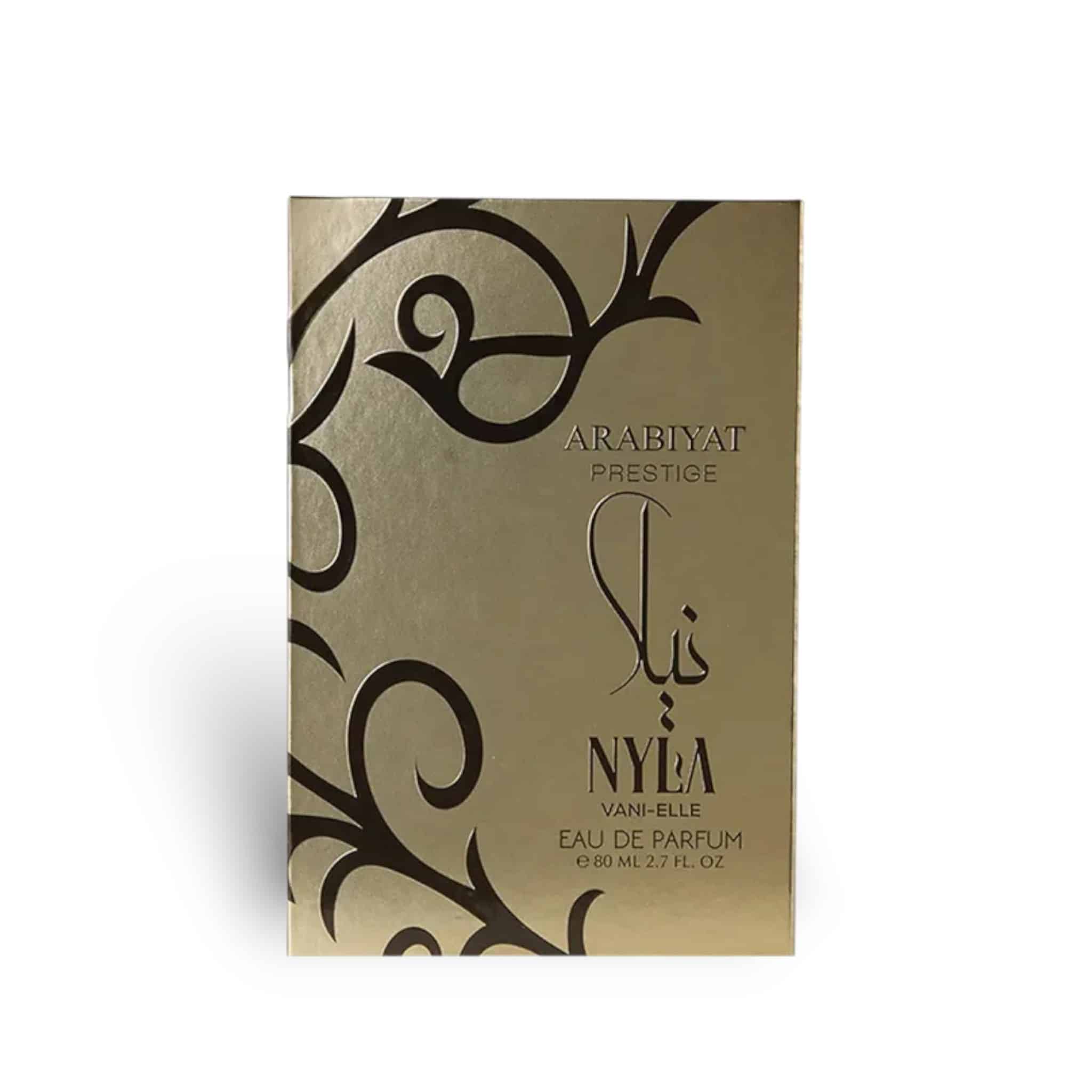 Nyla Vani Elle 80ml Eau de Parfum by Arabiyat Prestige fragrance packaging front view