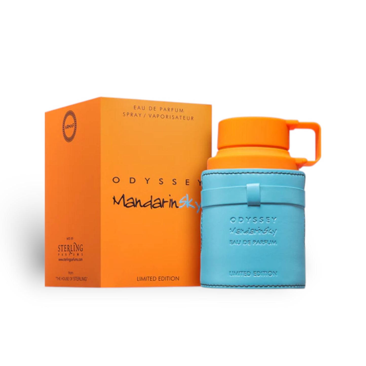 Odyssey Mandarin Sky Limited Edition 100ml Eau de Parfum by Armaf bottle and box